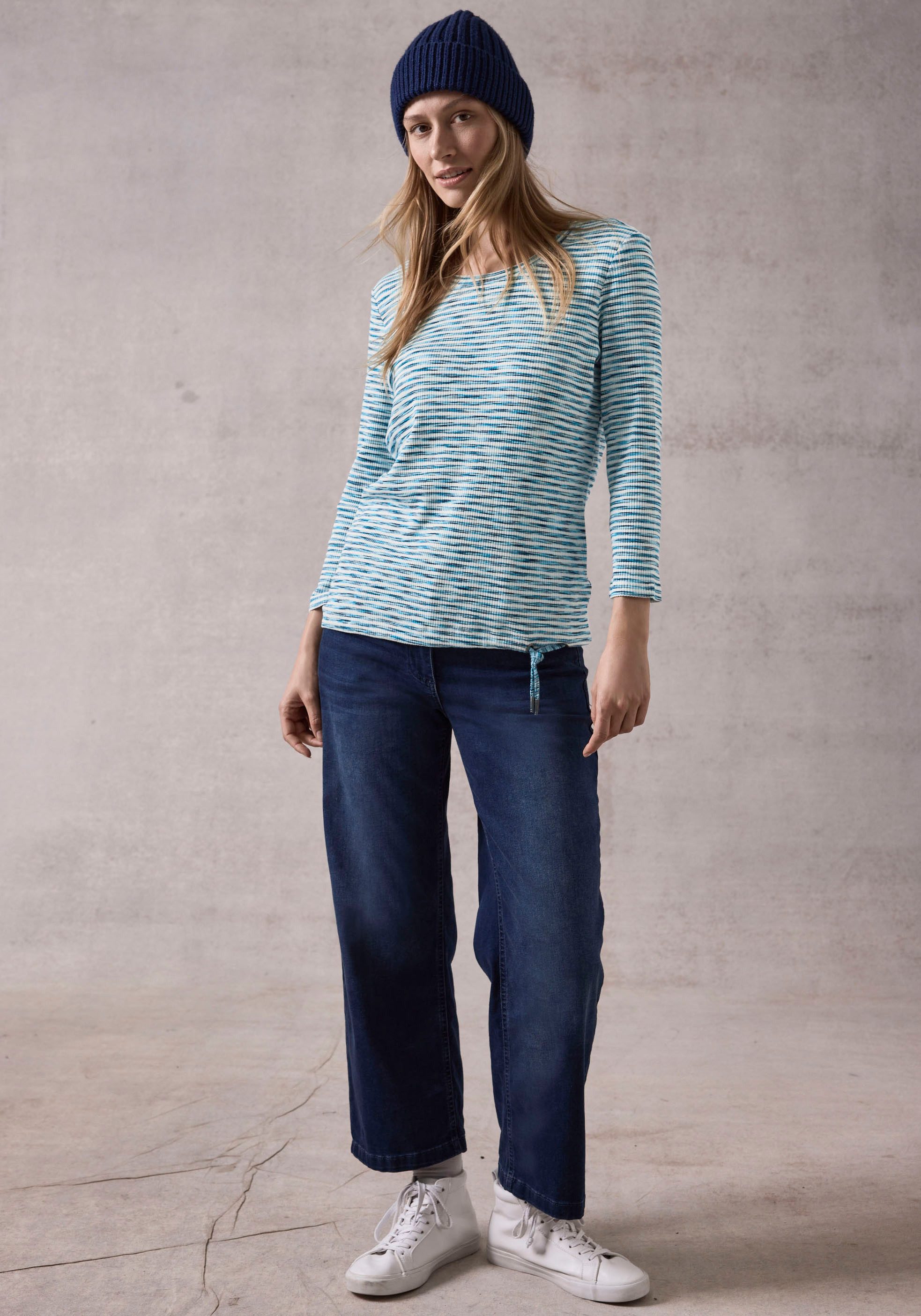 Cecil Shirt met 3 4 mouwen met gestreept patroon