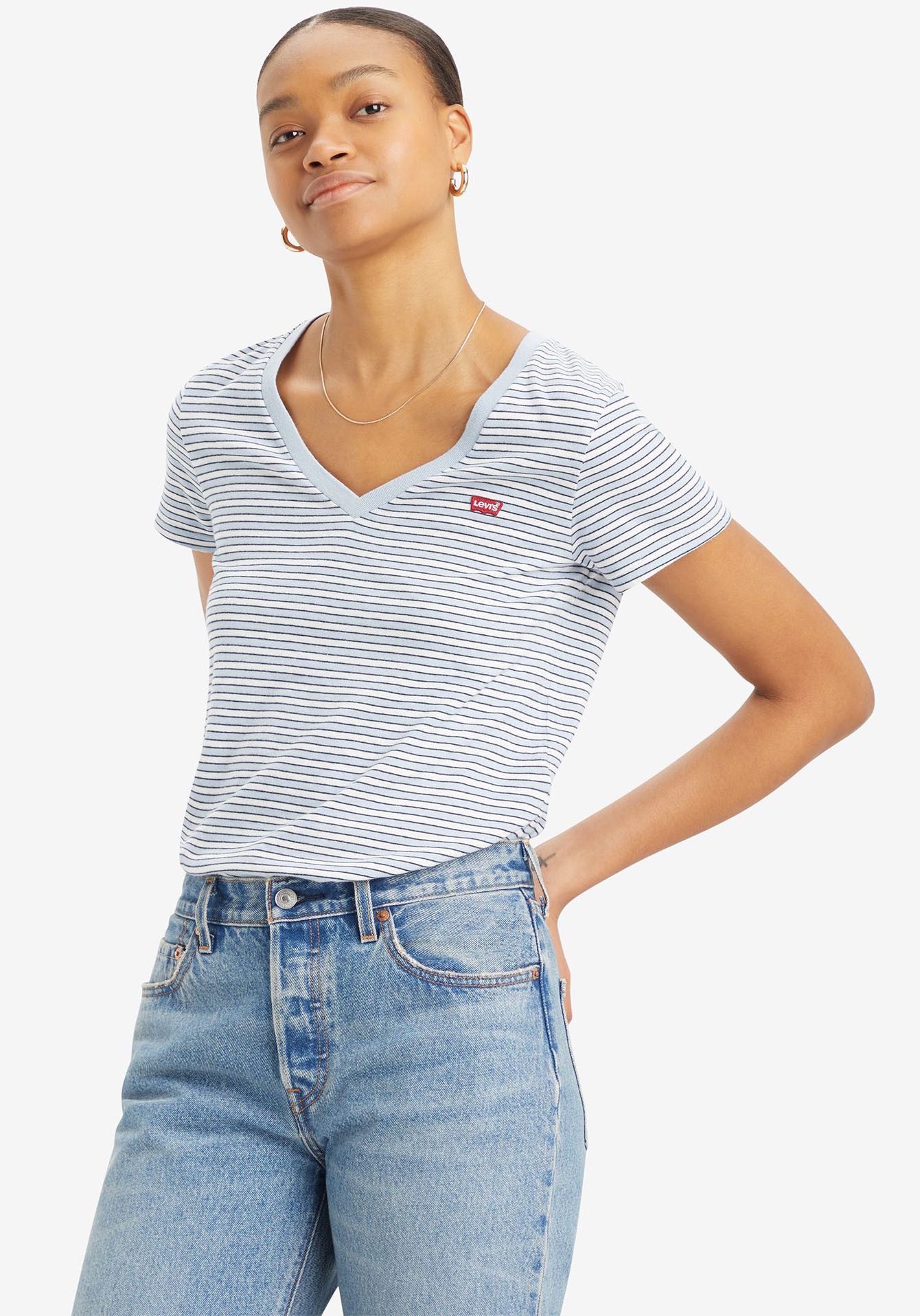 Levi's® Shirt met V-hals PERFECT VNECK met mini-batwing-logoborduursel