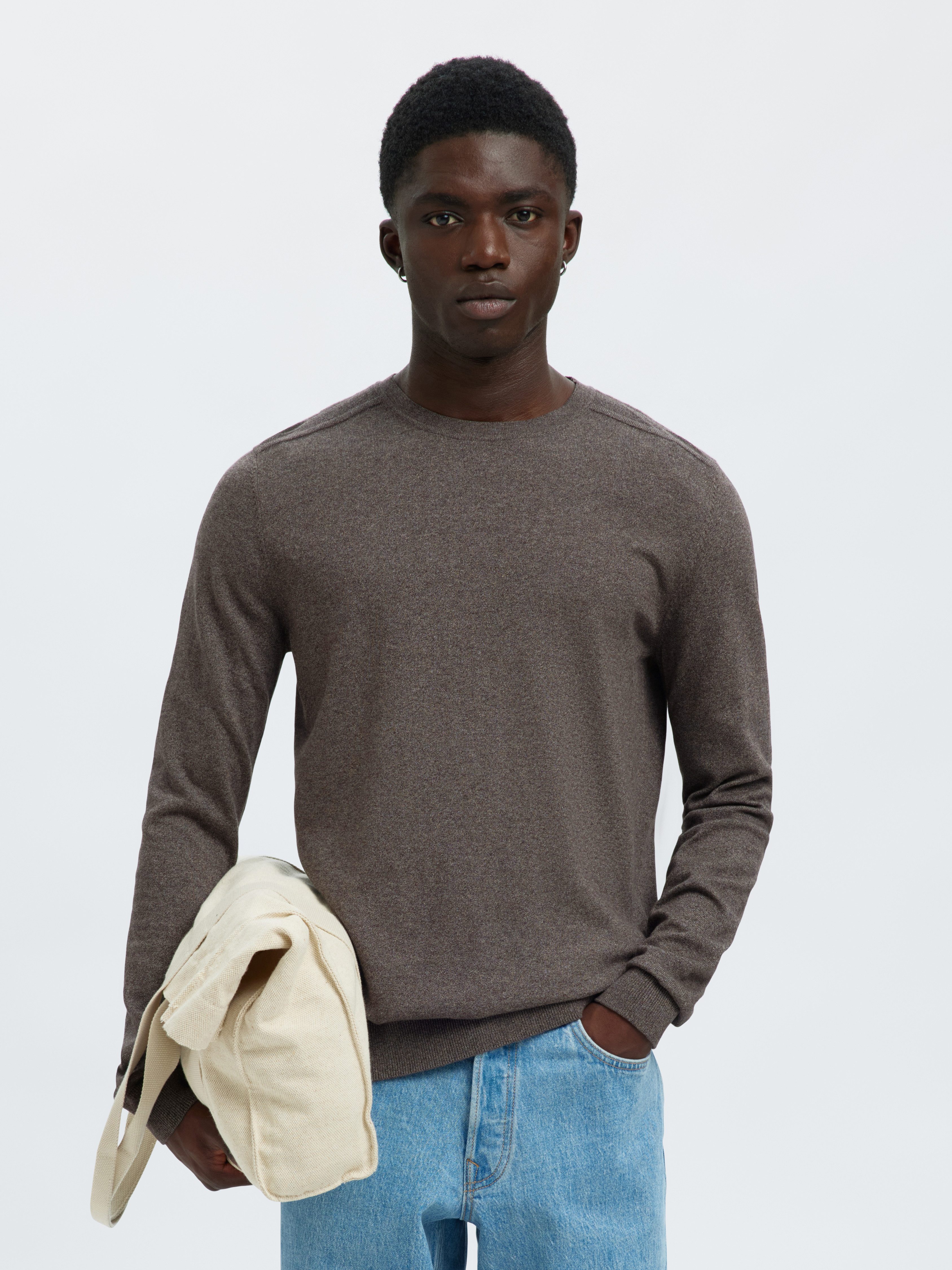 SELECTED HOMME Gebreide trui SLHBERG CREW NECK NOOS