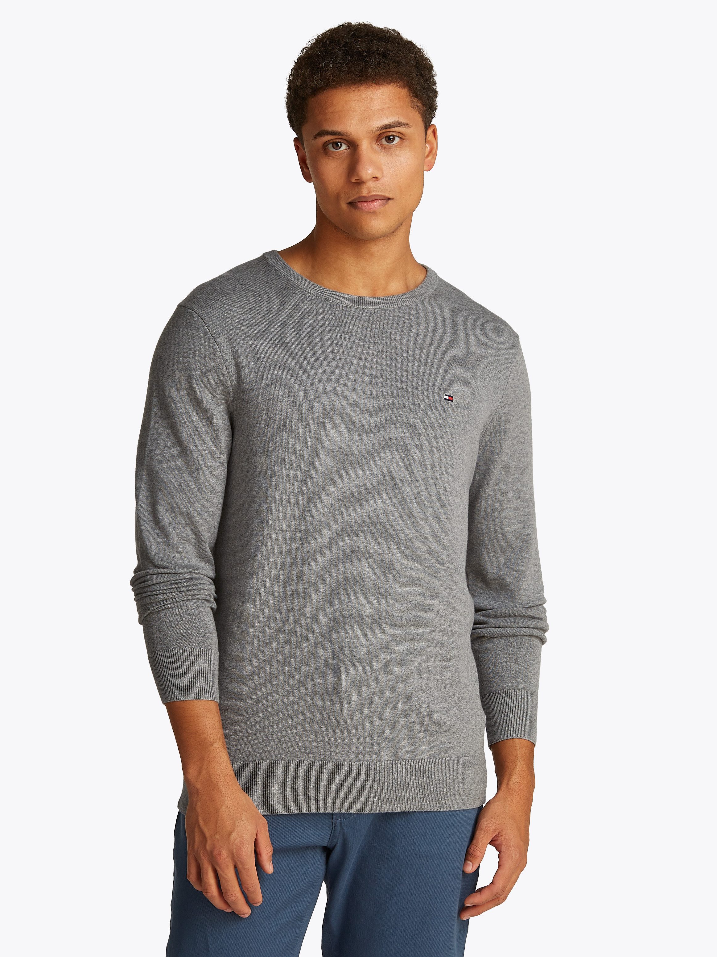 Tommy Hilfiger Trui met ronde hals ESSENTIAL COTTON CREW NECK heren pullovers maat XXL grijs