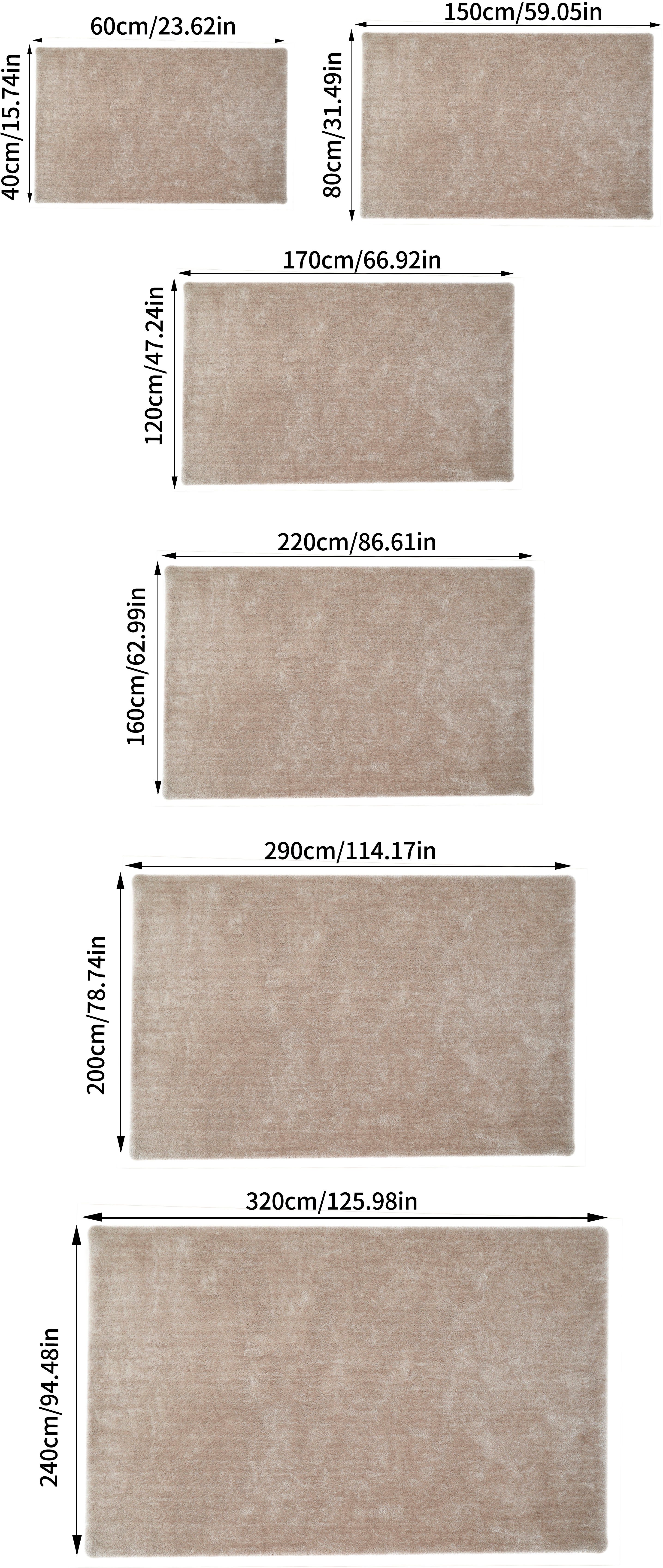 my home Hoogpolig vloerkleed Dana light, bijzonder zacht, microvezel tapijten uni, lichte glans, woonkamer, slaapkamer, eetkamer