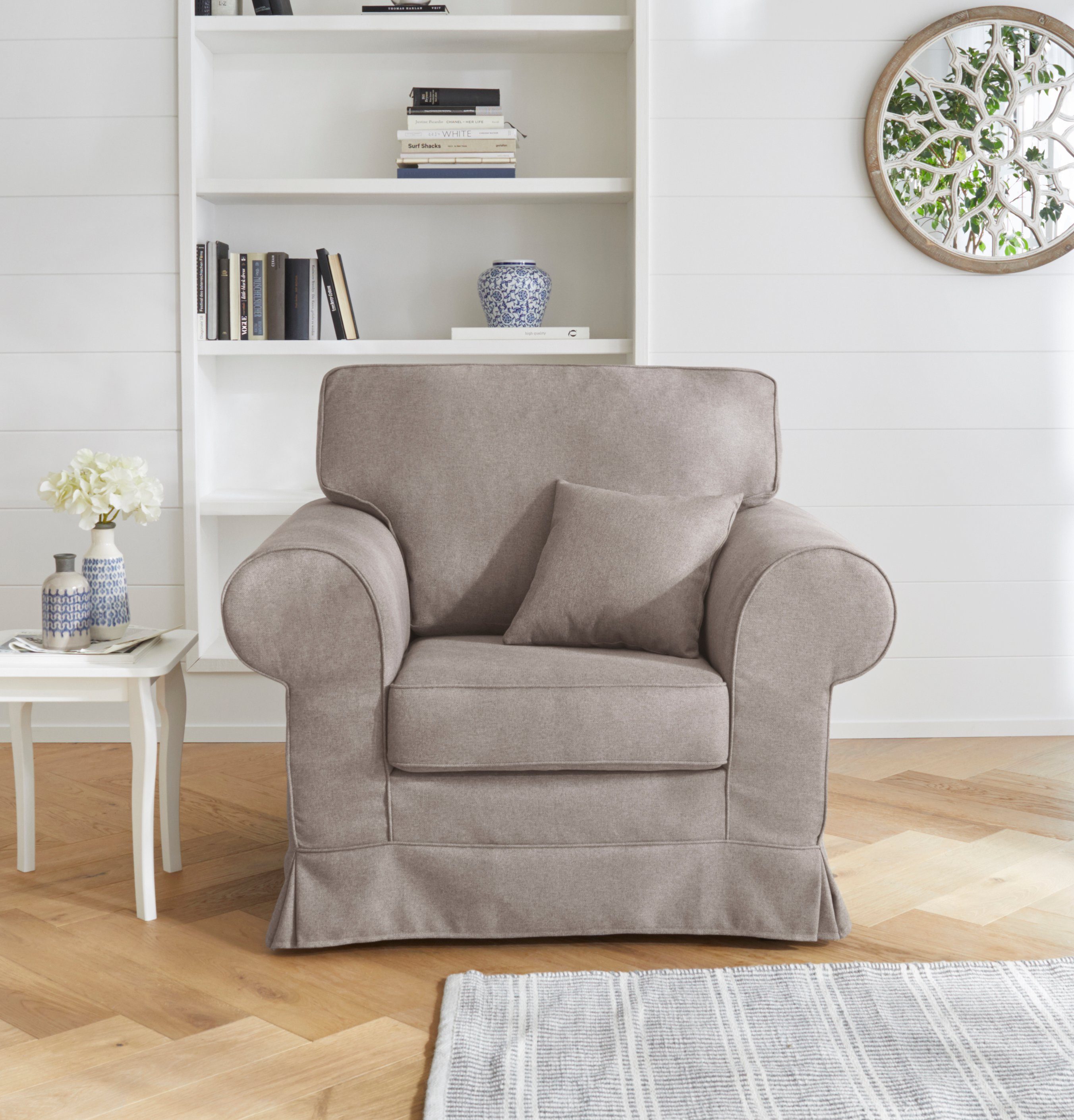 Home affaire Fauteuil Shadmoor Hoezen-look, in uni of met bloemenprint, passend bij de Shadmoor-serie