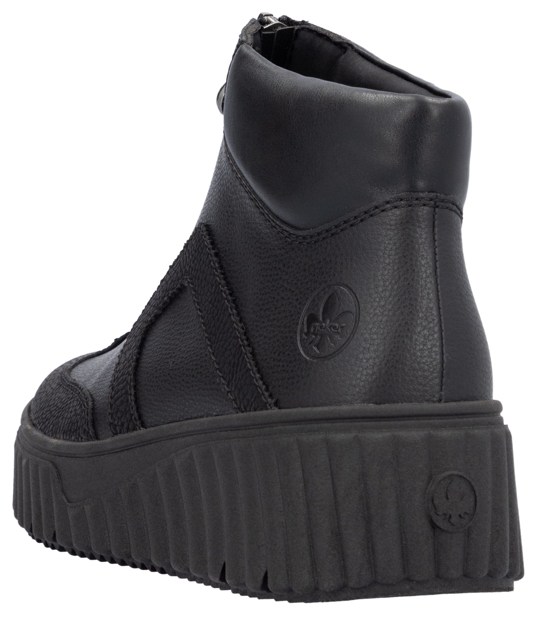 Rieker Boots zonder sluiting enkellaars, sleehak, plateaulaarzen met gewatteerde schaprand
