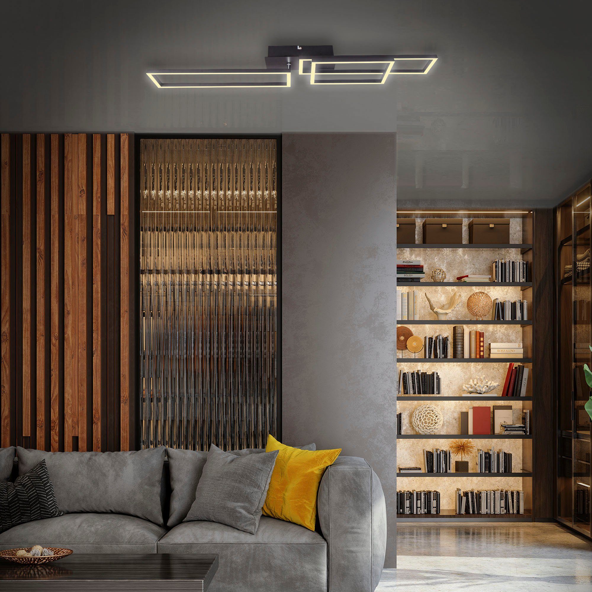B.K.Licht Led-plafondlamp BK_FR1511 LED frame plafondlamp, kleurtemperatuurregeling, dimbaar (1 stuk)