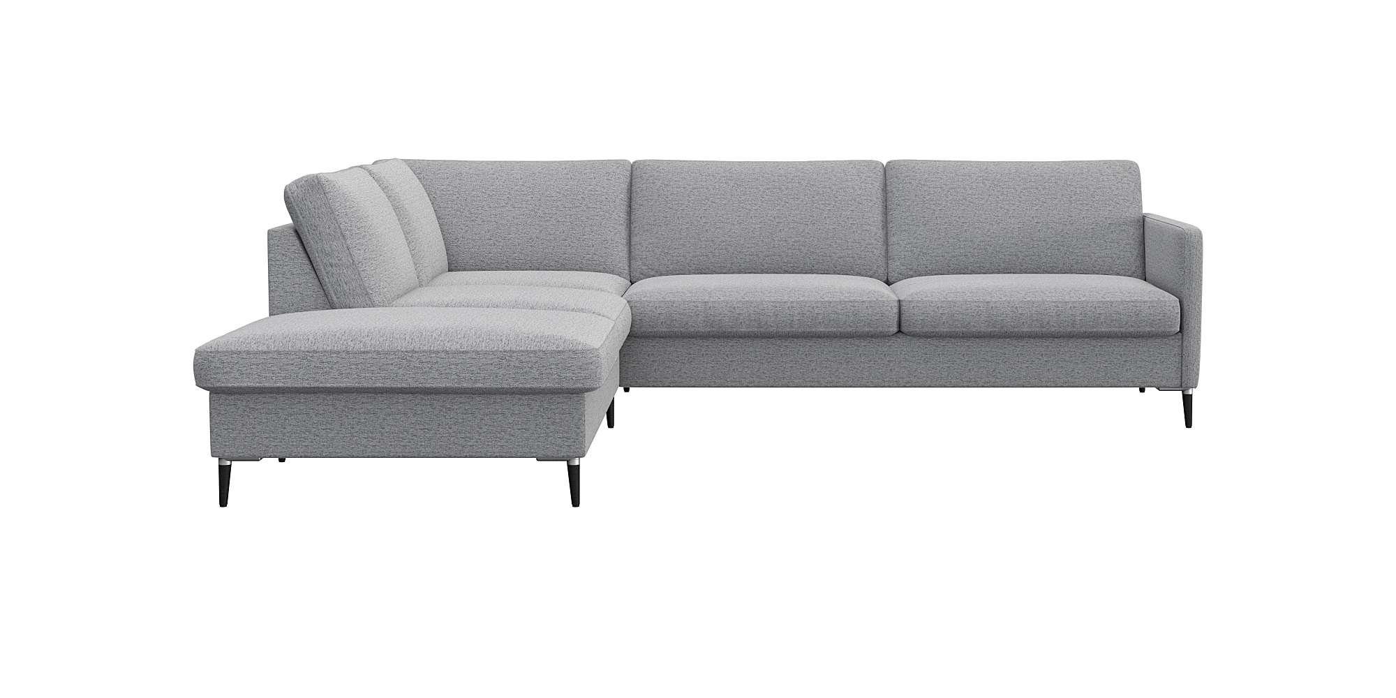 FLEXLUX Hoekbank Fiore, L-vorm smalle armleuningen, koudschuim, poten aluminium + zwart grijs, hoekbanken, 266 cm