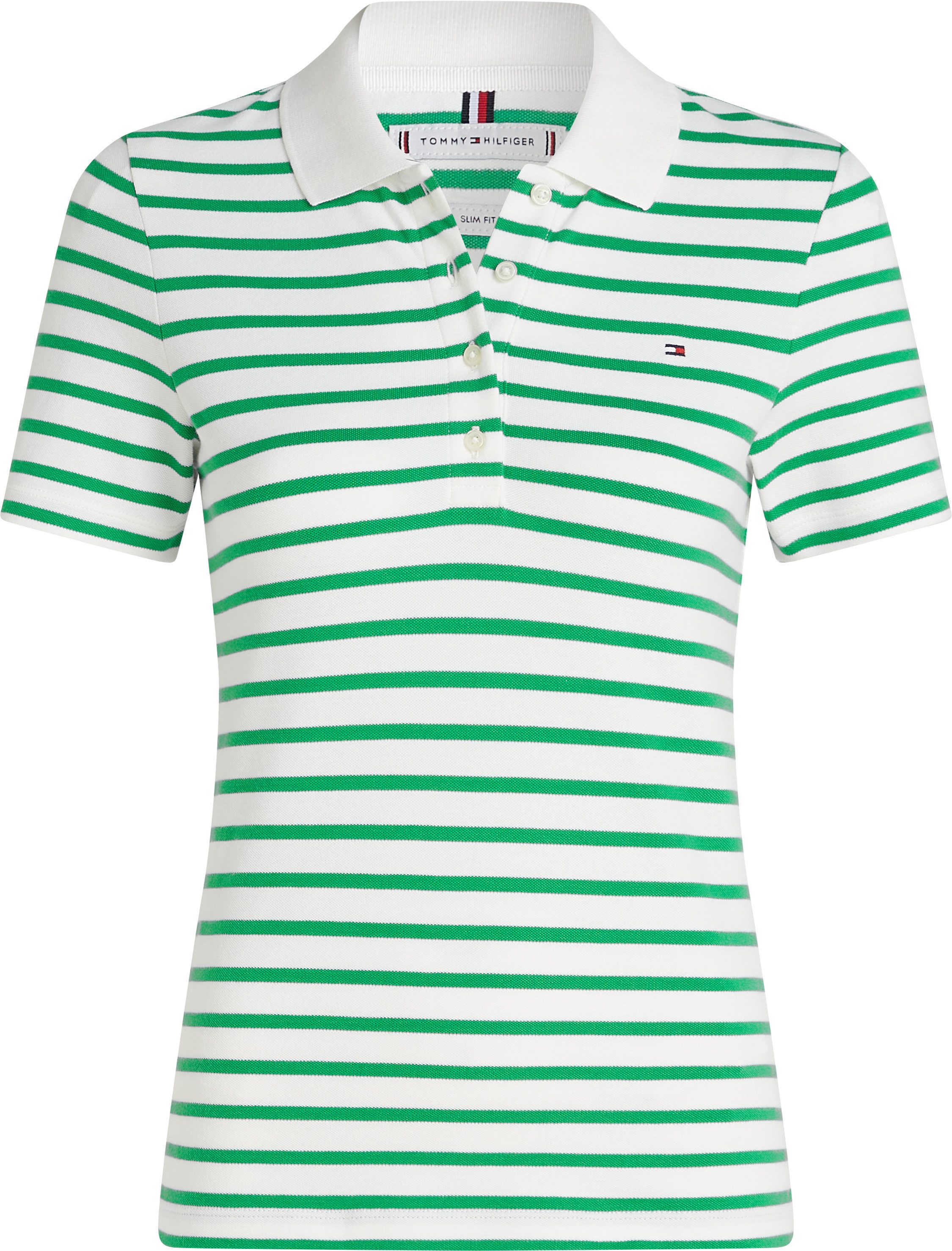 Tommy Hilfiger Poloshirt 1985 Slim Fit Pique Premium met logo-borduursel, met zijsplitten