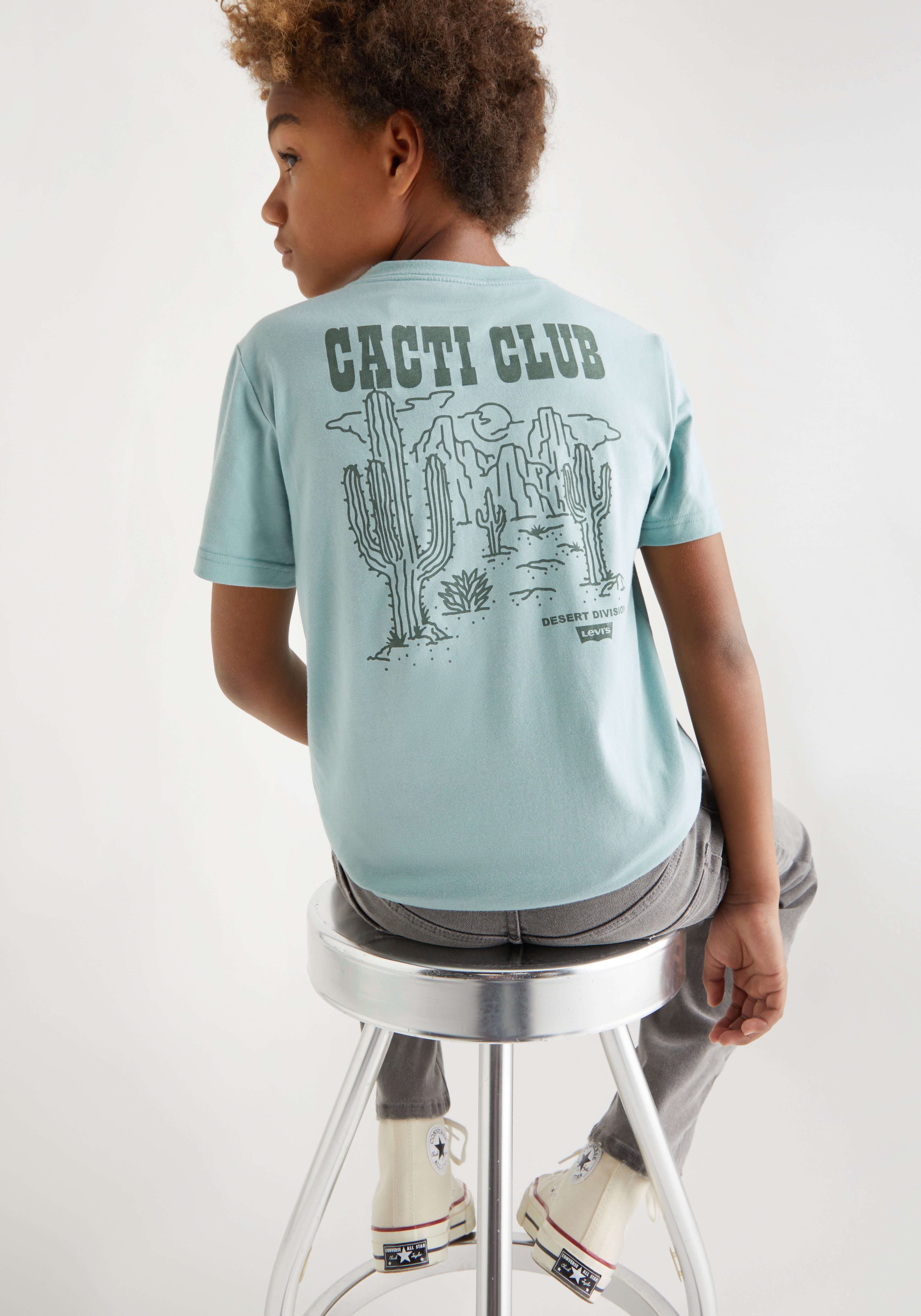 Levis Levi's Kids T-shirt met backprint blauwgroen Jongens Biologisch katoen Ronde hals 116