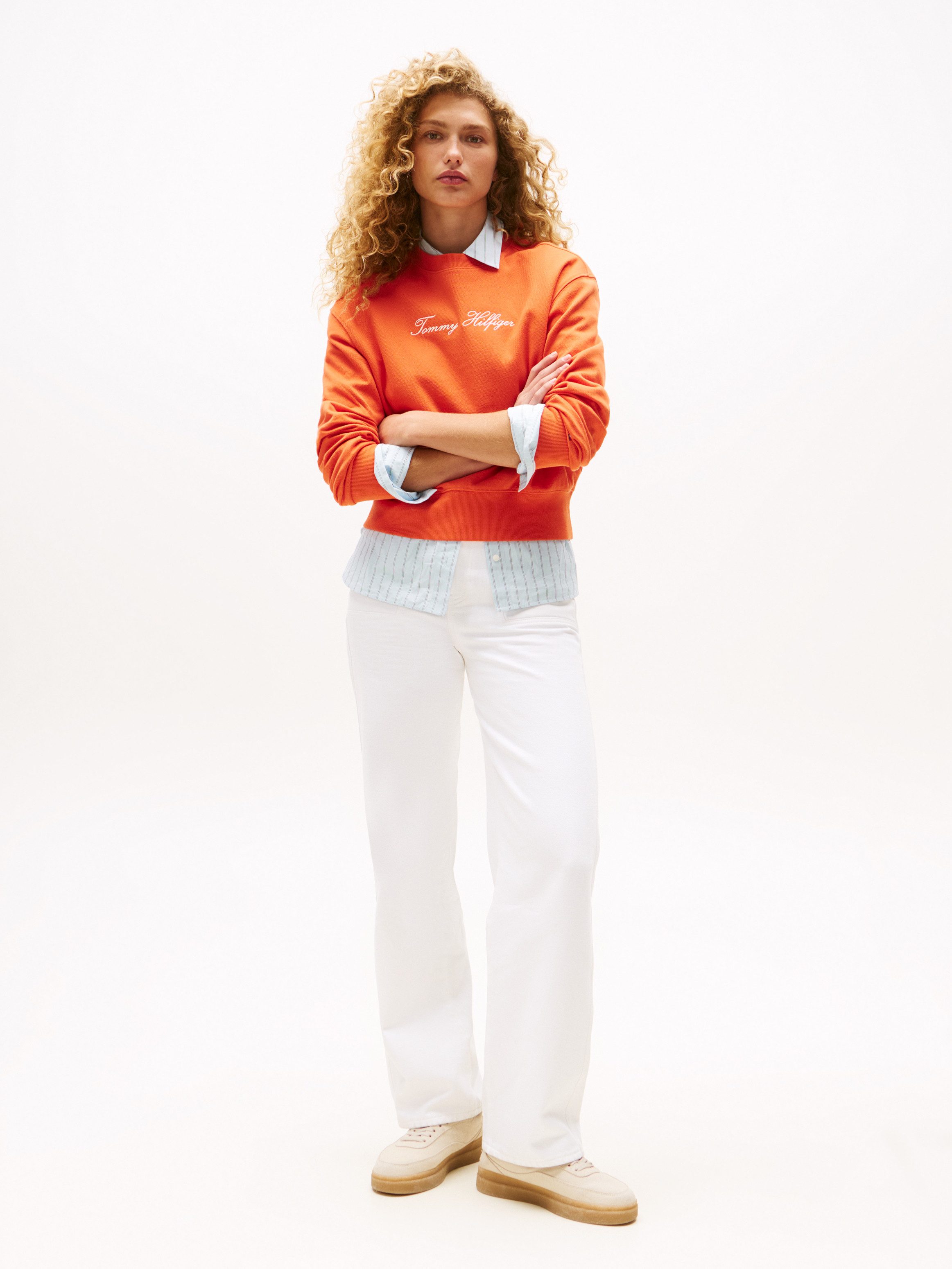 Tommy Hilfiger Sweatshirt SCRIPT REG PIQUE SWTSHRT met tommy hilfiger script-logo-opschrift
