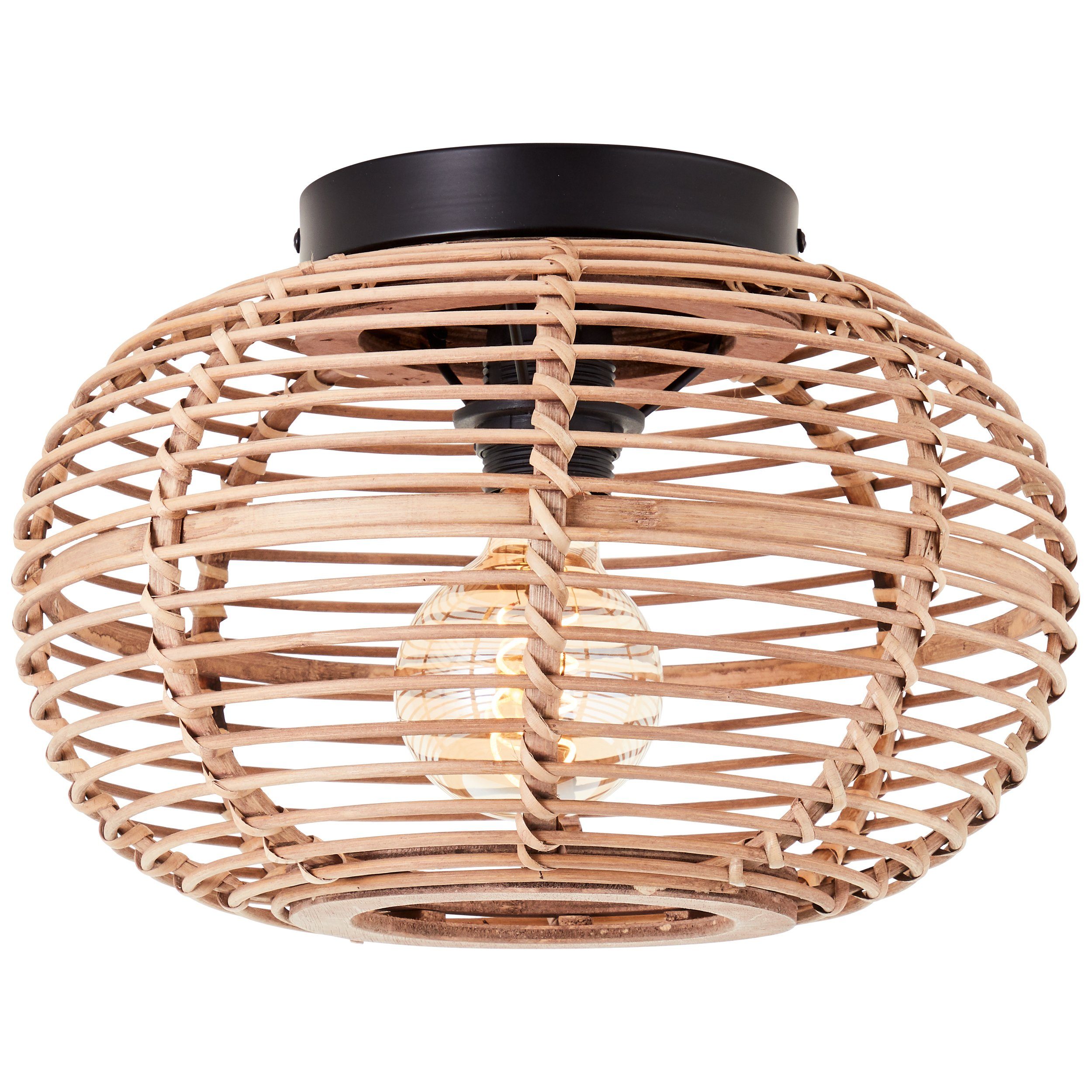 Brilliant Leuchten Plafondlamp Woodball met bamboe kap - d 32 cm - dimbaar - e27 max. 40 w