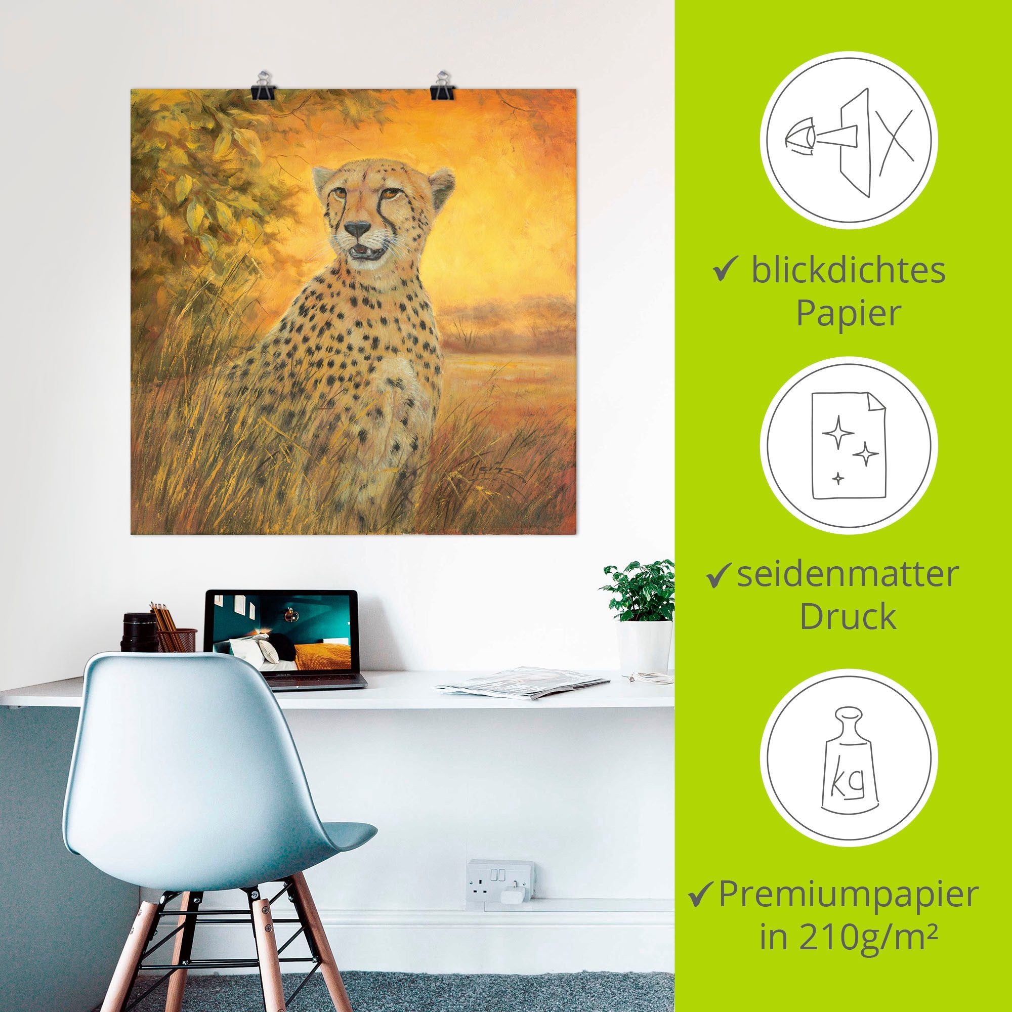Artland Artprint Portret cheeta als artprint van aluminium, artprint voor buiten, poster in diverse formaten