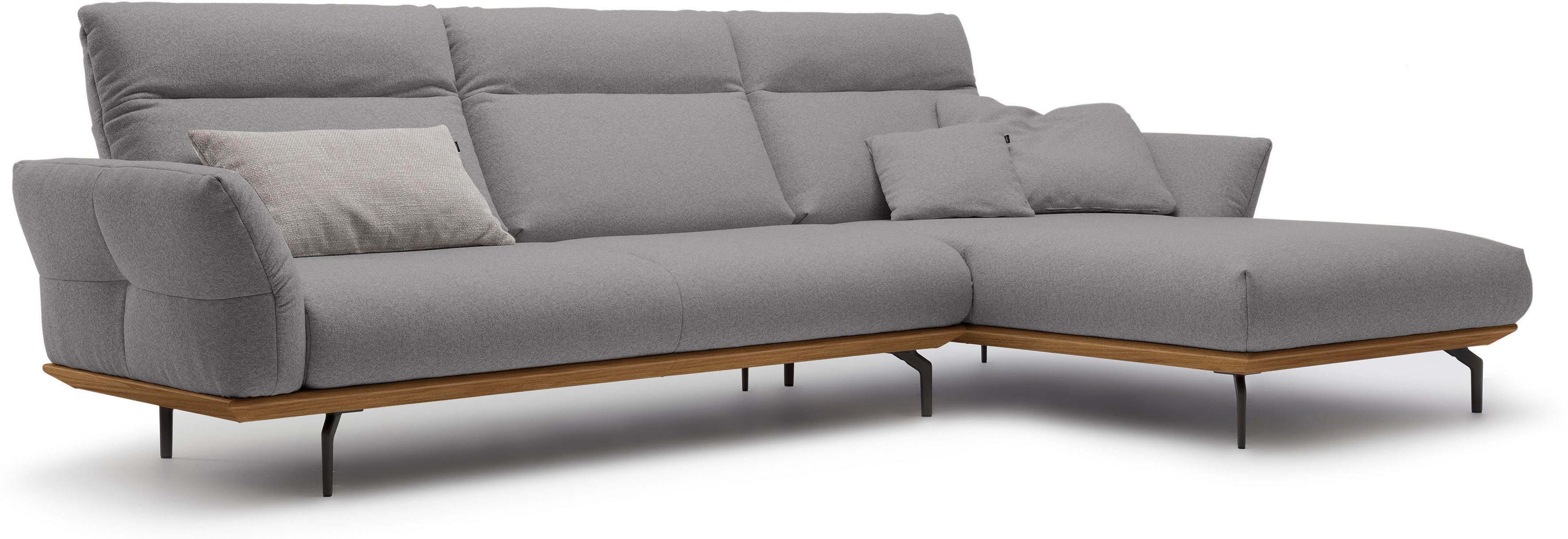 Creation BY ROLF BENZ Hoekbank Hs.460 Sokkel in walnotenhout, onderstel in umbra grijs, breedte 318 cm