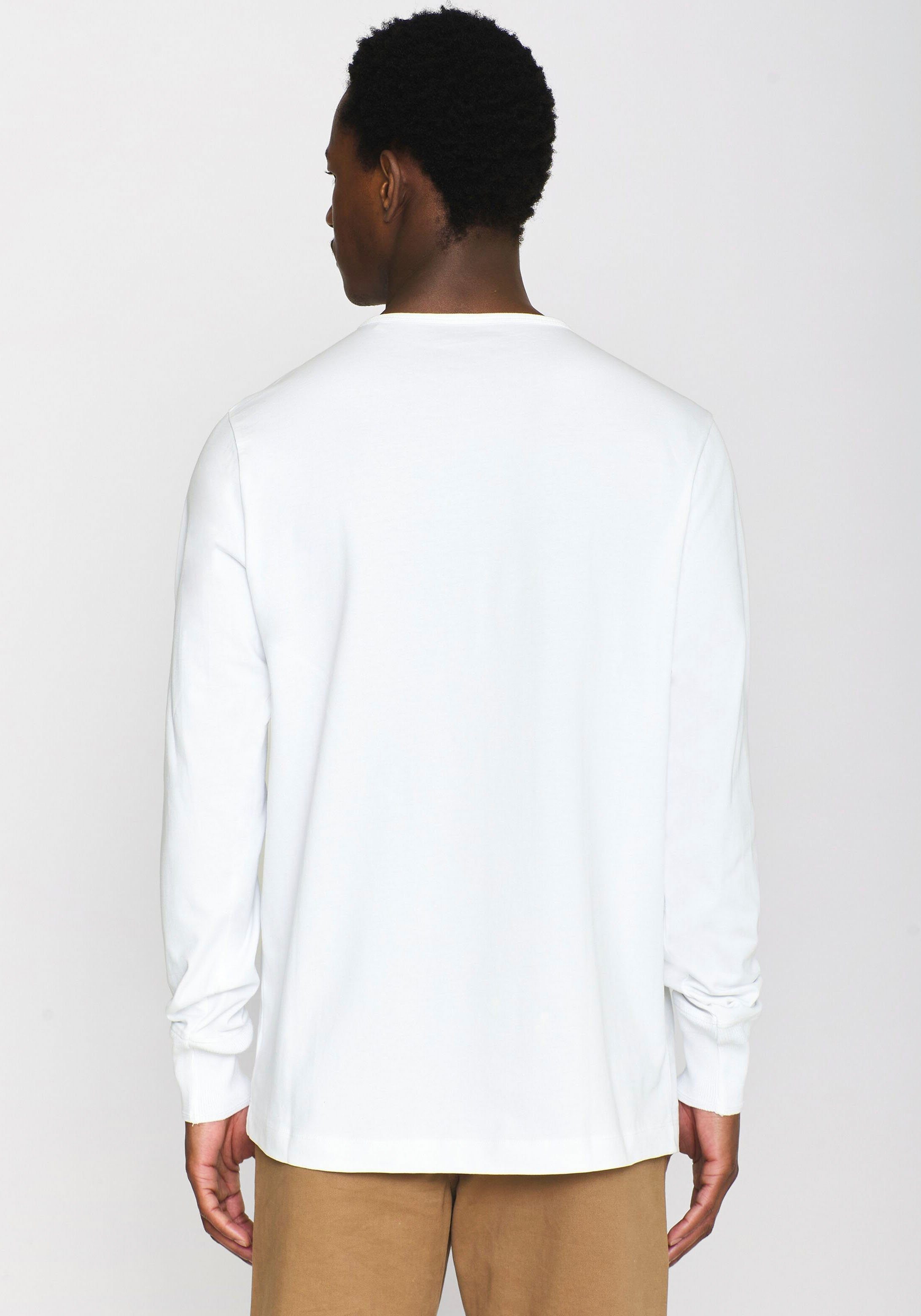 KnowledgeCotton Apparel Longsleeve Henley met labeling op borsthoogte