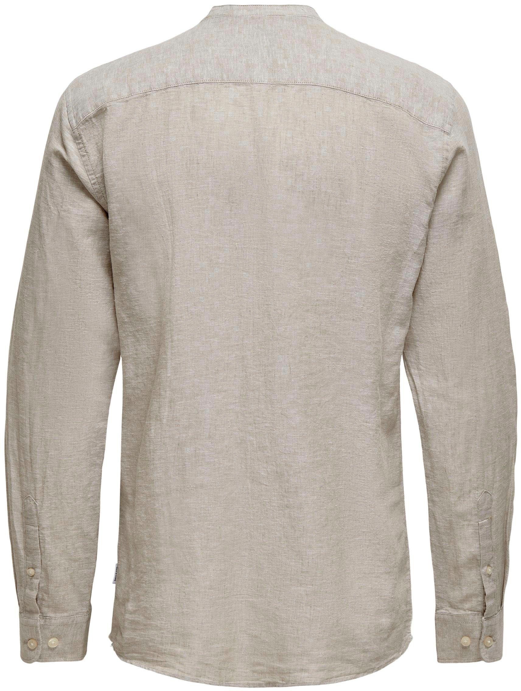 ONLY & SONS Overhemd met lange mouwen ONSCAIDEN LS SOLID LINEN MAO SHIRT NOOS