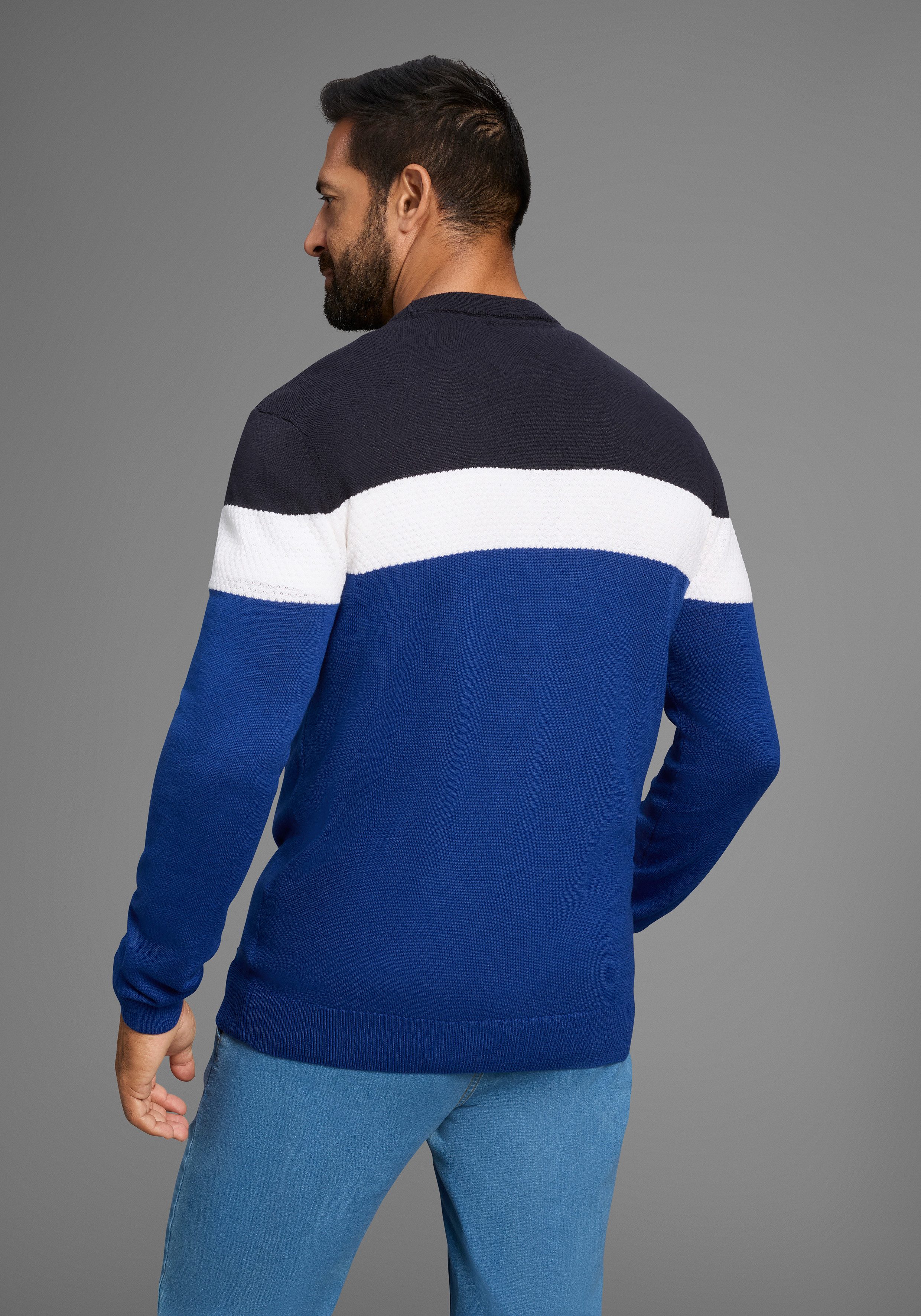 H.I.S Trui met ronde hals Nieuwe kleuren! Colourblocking, in lichte tricotkwaliteit