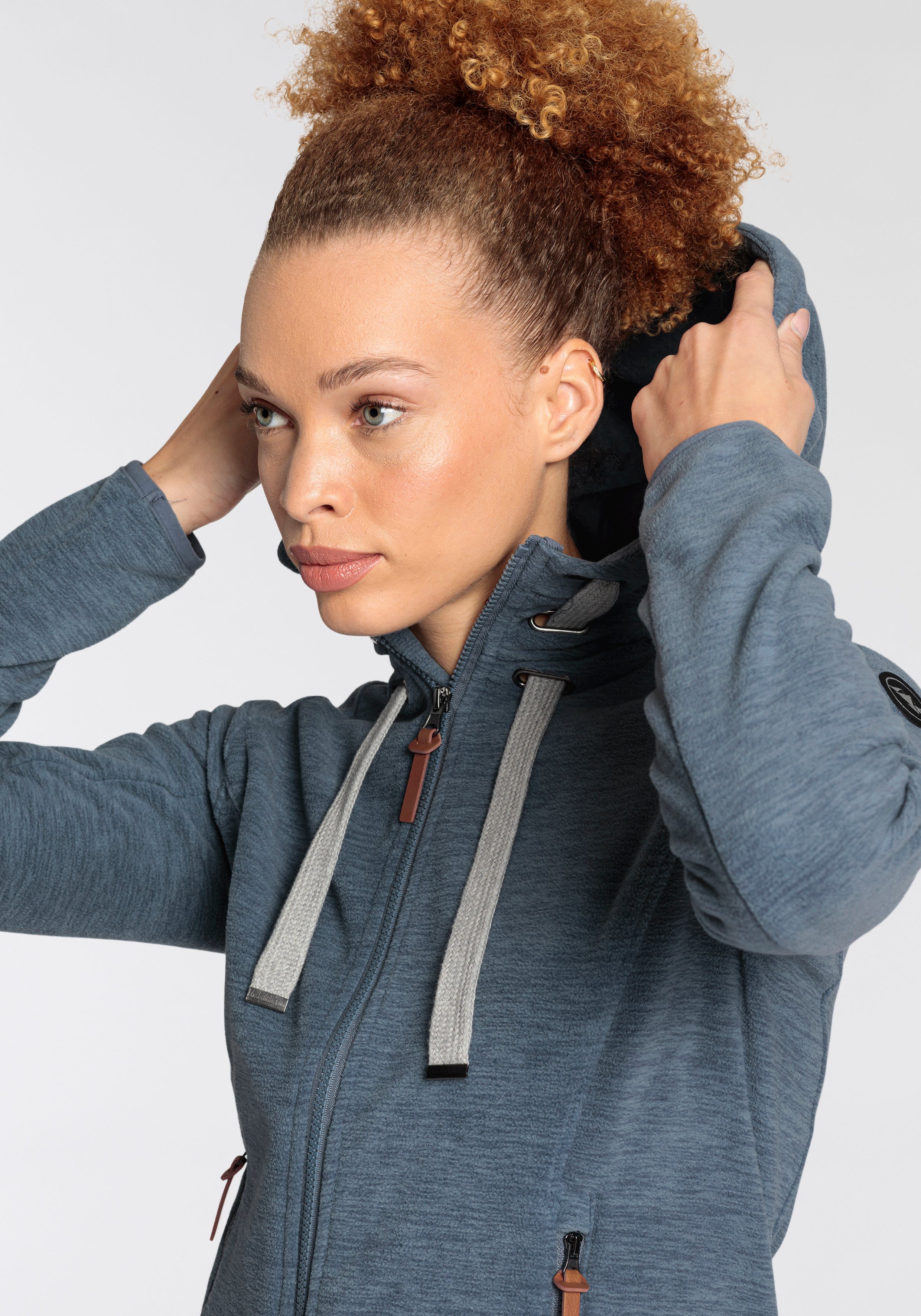 Polarino Fleecejack voor koude dagen, van fleece, met capuchon, ademend