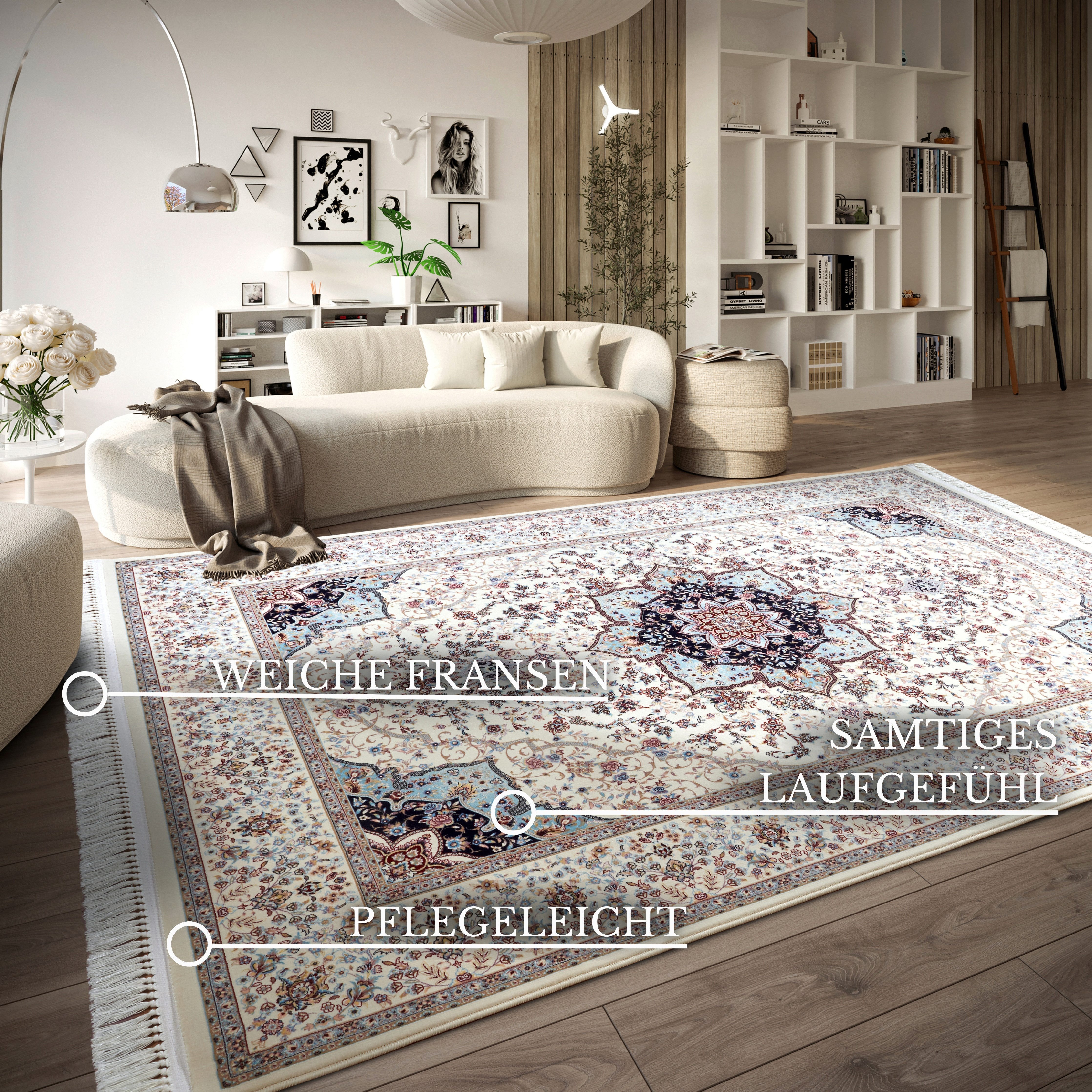 Villeroy & Boch Vloerkleed Etienne Oriëntaals, franjes, woonkamer, slaapkamer, klassiek, kortpolig