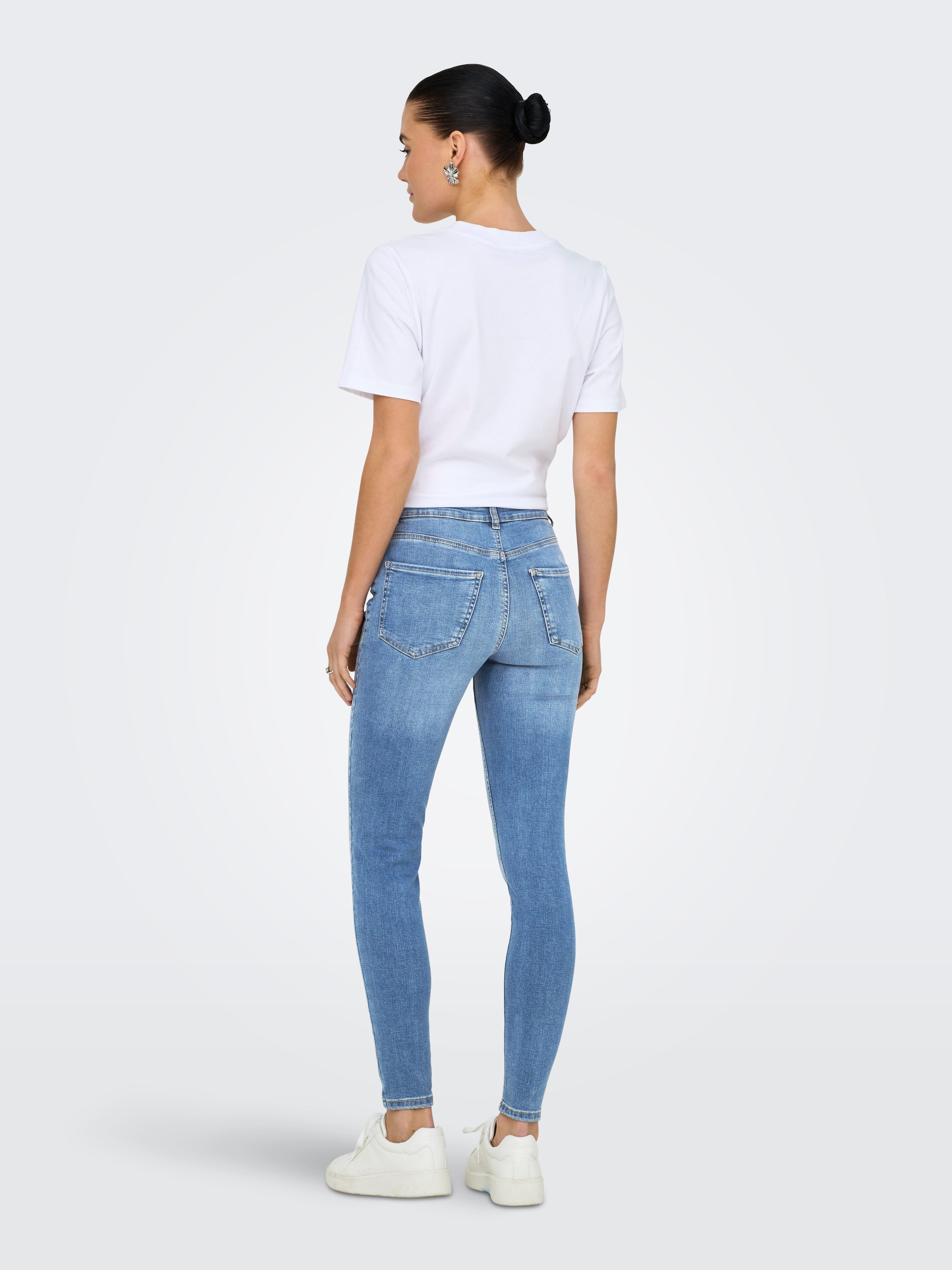 JDY Skinny fit jeans JDYFINA MW SKINNY ANK JNS MB NOOS DNM