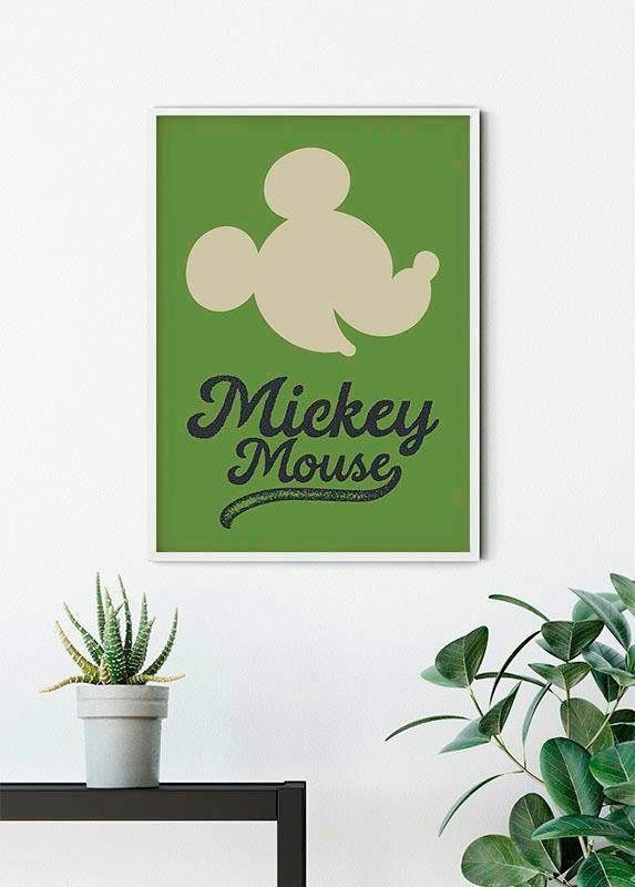 Komar Wanddecoratie Mickey Mouse Green head Wanddecoratie voor de kinderkamer - zonder lijst (1 stuk)