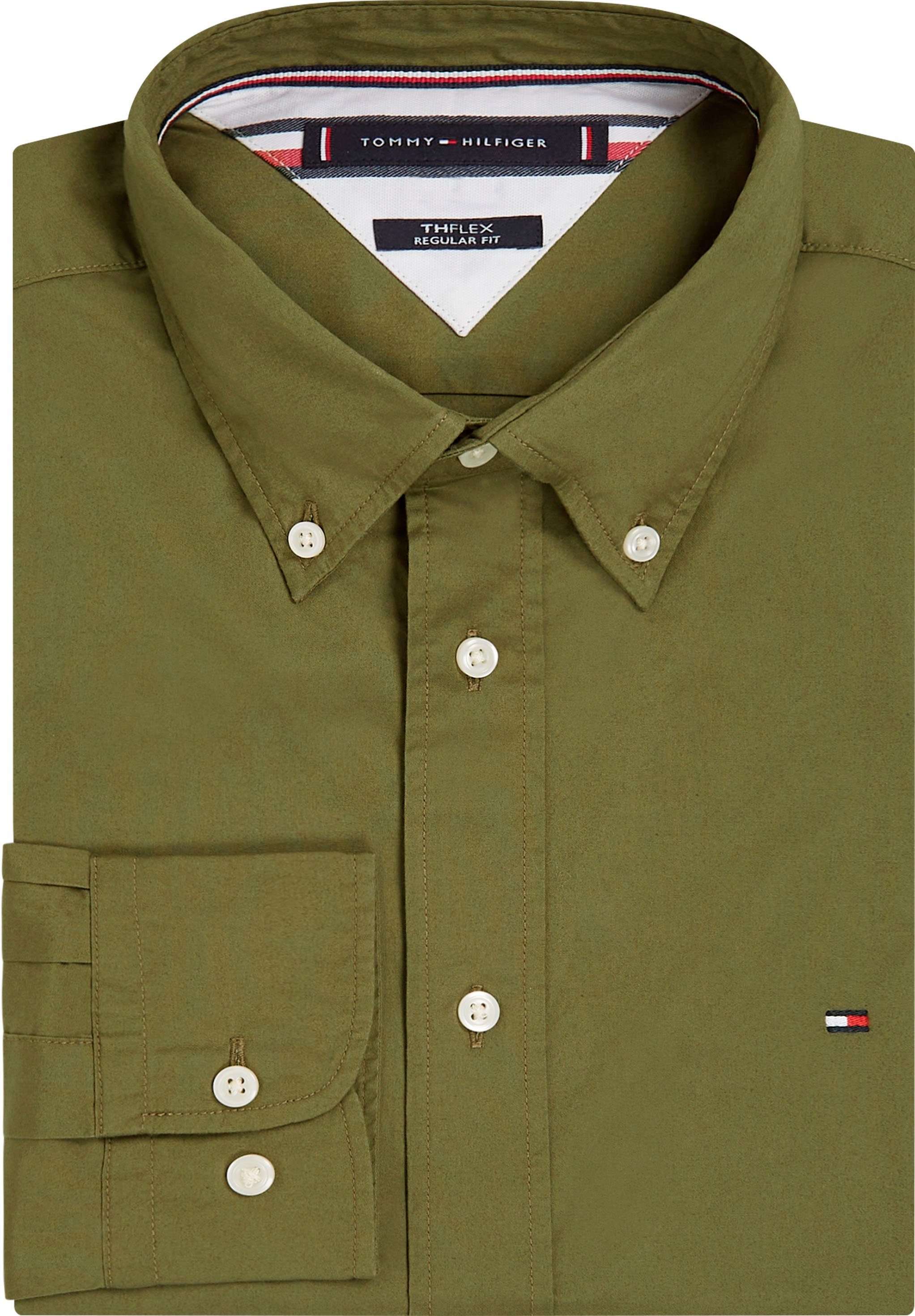 Tommy Hilfiger Overhemd met lange mouwen FLEX POPLIN RF SHIRT met tommy hilfiger labelschild binnenin de knoopsluiting (1-delig)