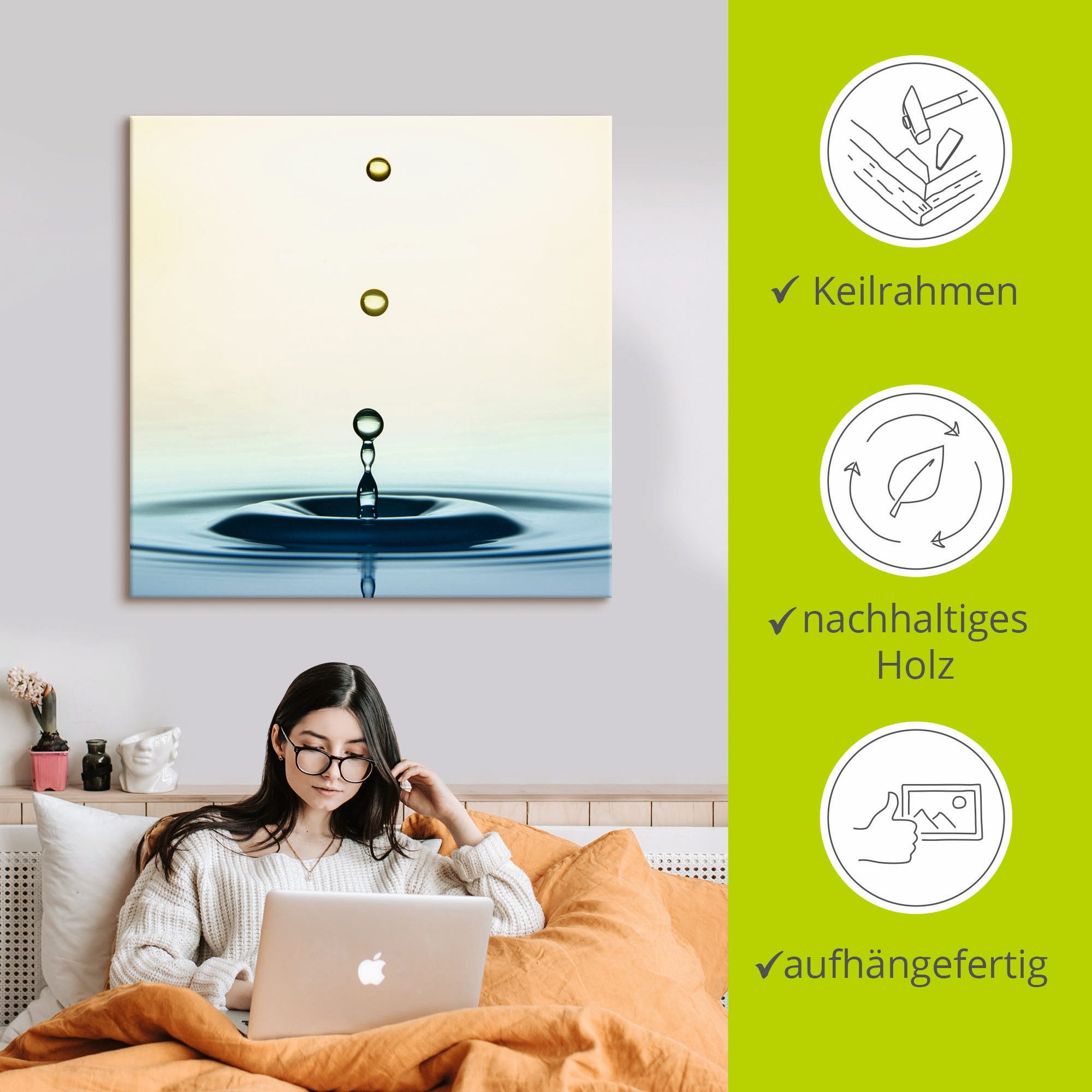 Artland Artprint Druppel als artprint op linnen, muursticker in verschillende maten