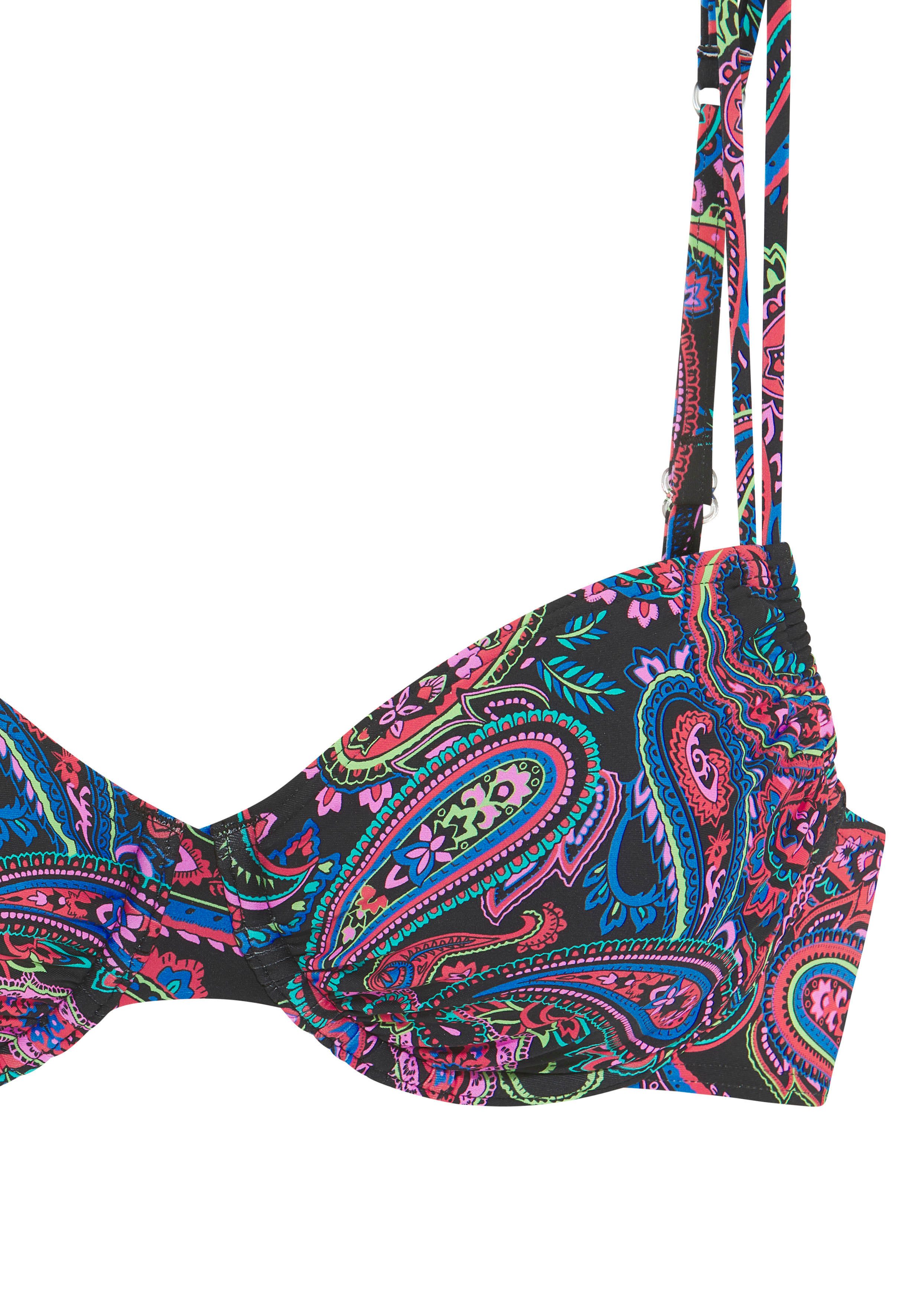 Venice Beach Beugelbikinitop Paislee bedrukt, verstelbare dubbele bandjes, uitneembare softcups, mix-kini