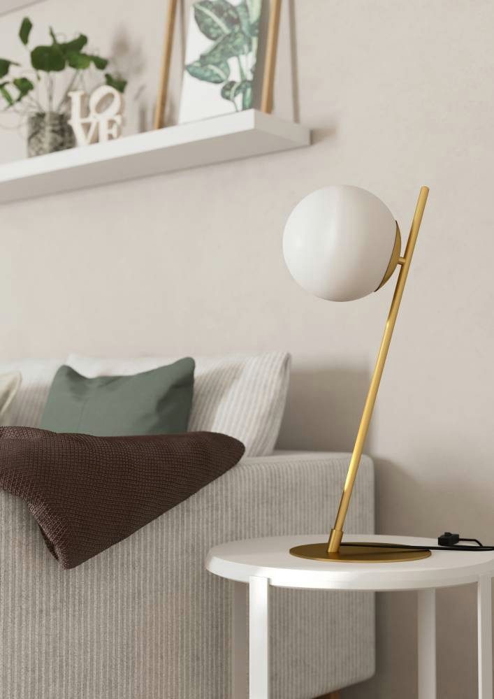 EGLO Tafellamp RONDO 4 Nachtkastlamp, metaal in messing, glas in opaal-mat, E27 fitting (1 stuk)