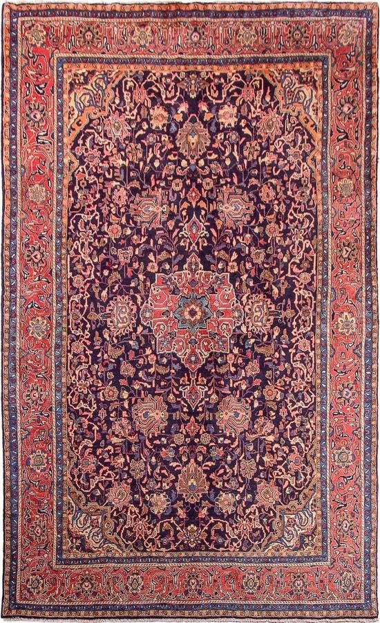 morgenland Wollen kleed Sarough Teppich handgeknüpft blau-Perserteppich - Classic - 308 x 193 cm - blau