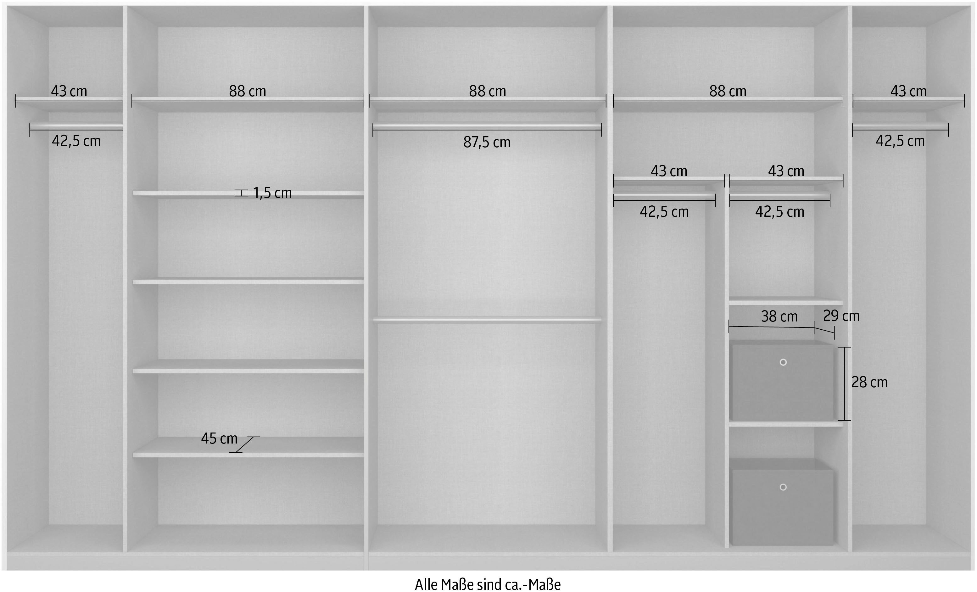 rauch Schuifdeurkast Kledingkast Garderobe CORTONA inclusief interieurindeling,