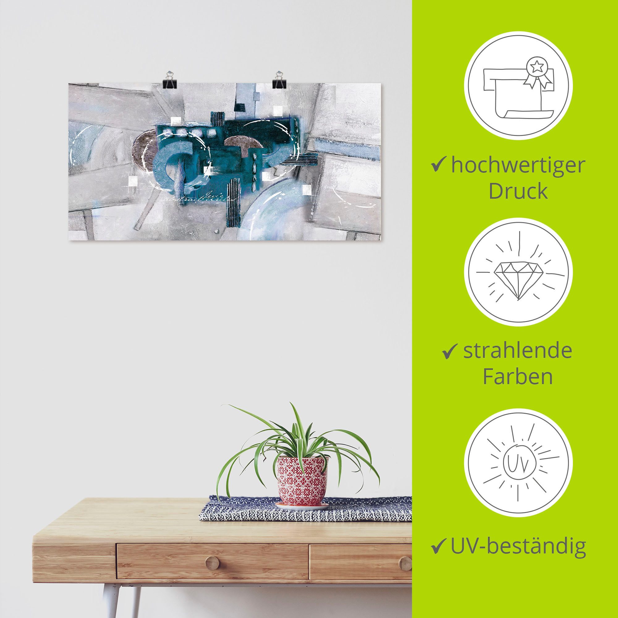 Artland Artprint Abstracte blauwe rondjes als artprint van aluminium, artprint voor buiten, artprint op linnen, poster, muursticker