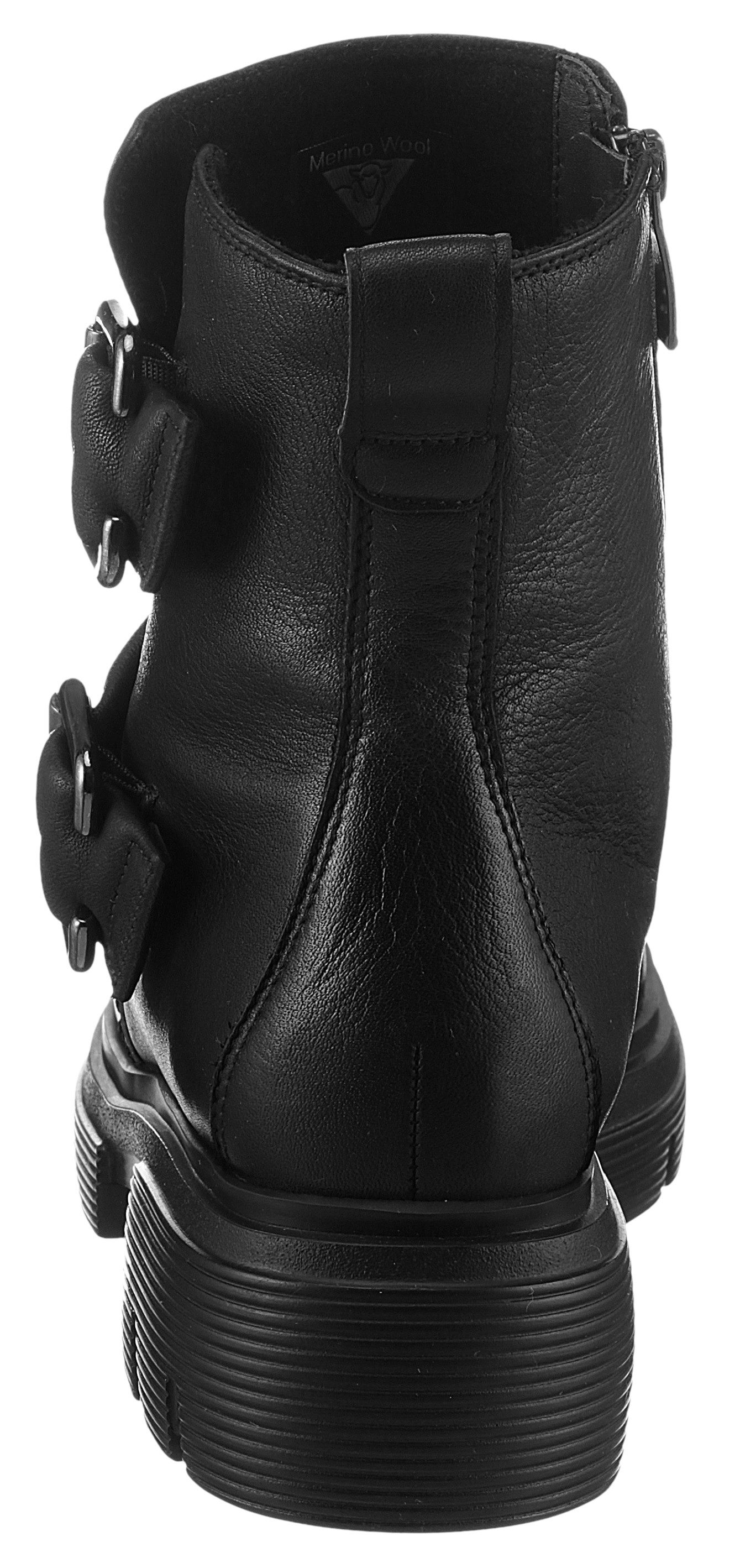 Paul Green Bikerboots blokhak, rits-enkellaars met stevige profielzool