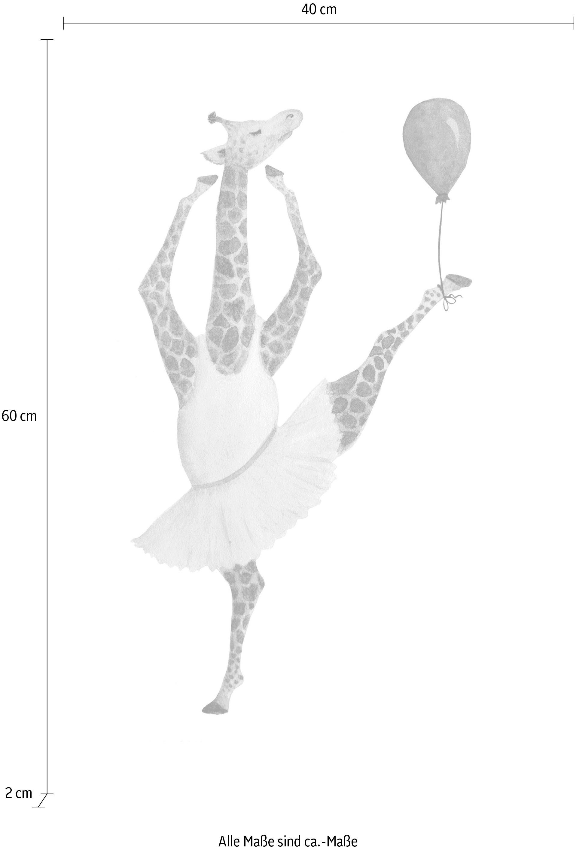 queence Artprint op linnen Ballerina's giraf Premium canvasstof, handgemaakt in Duitsland, kindermotief