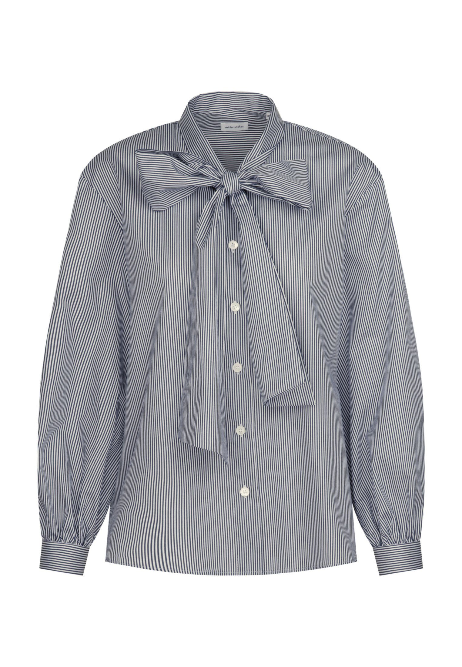 seidensticker Blouse met kraagstrik Zwarte roos Lange mouwen kraagstrik strepen