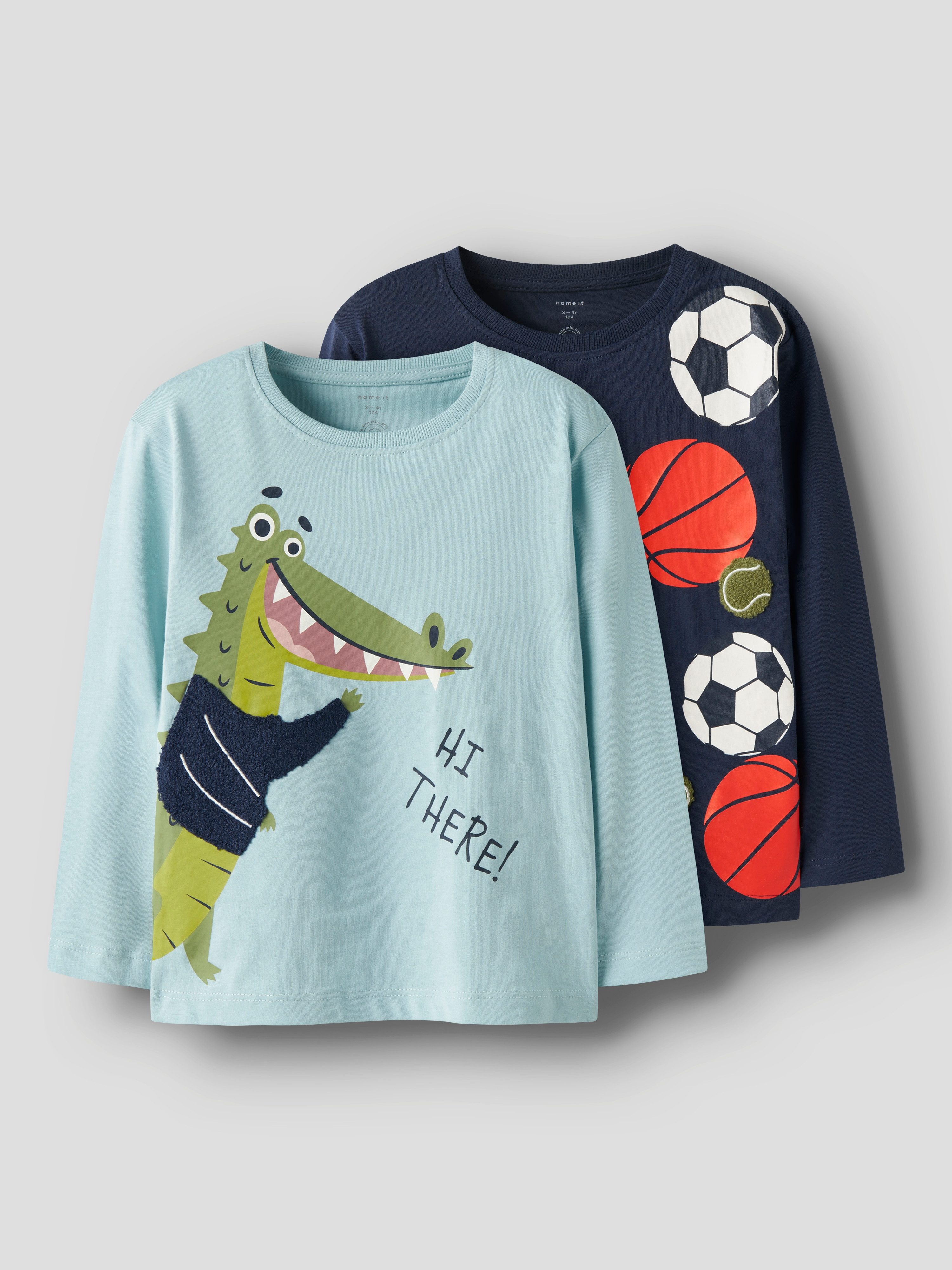 Name It T-shirt NMMKINGSTON 2P LS NREG TOP PB (set, 2-delig)