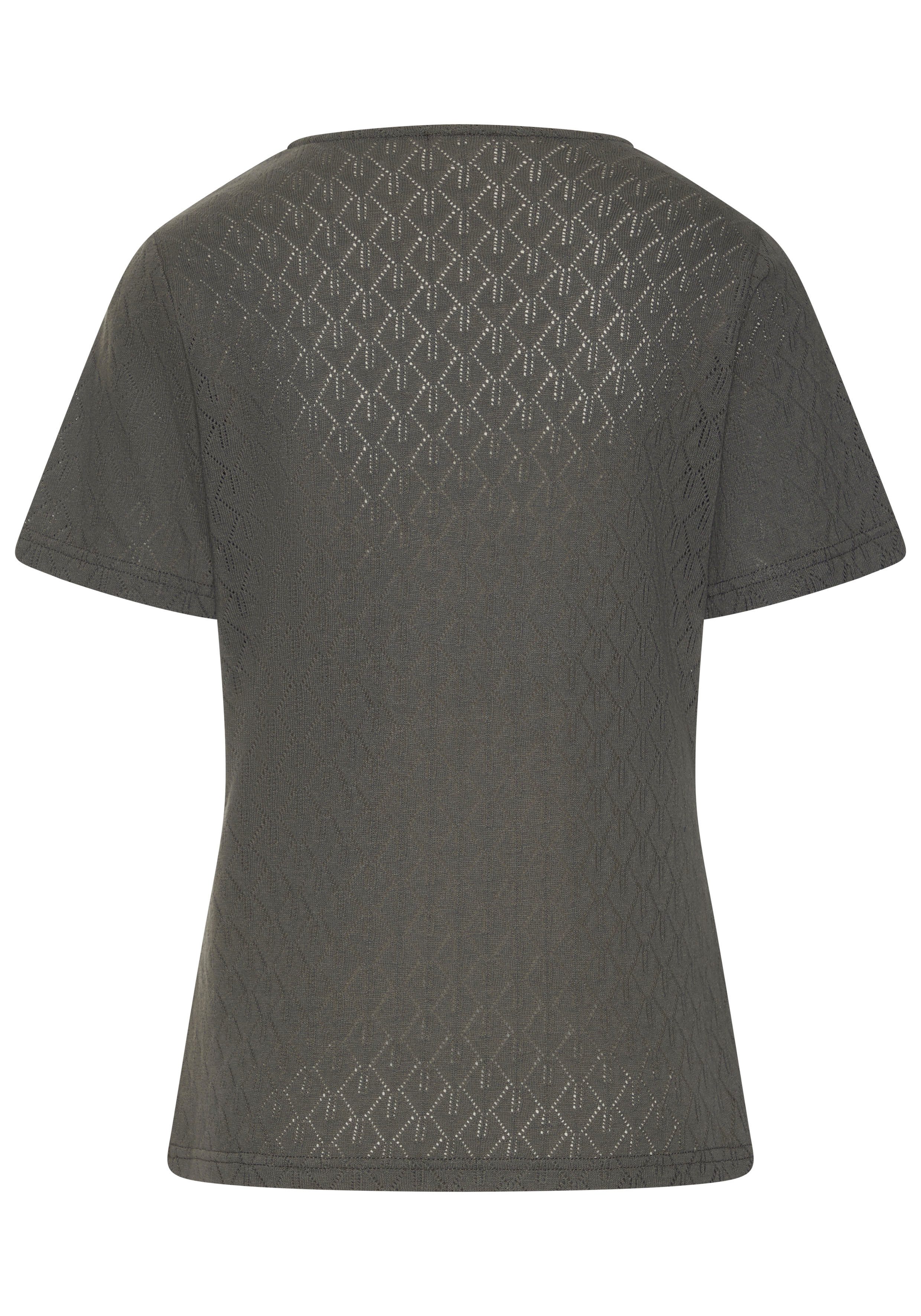 Vivance Shirt met korte mouwen Met modieus ajourpatroon in een zachte katoenkwaliteit