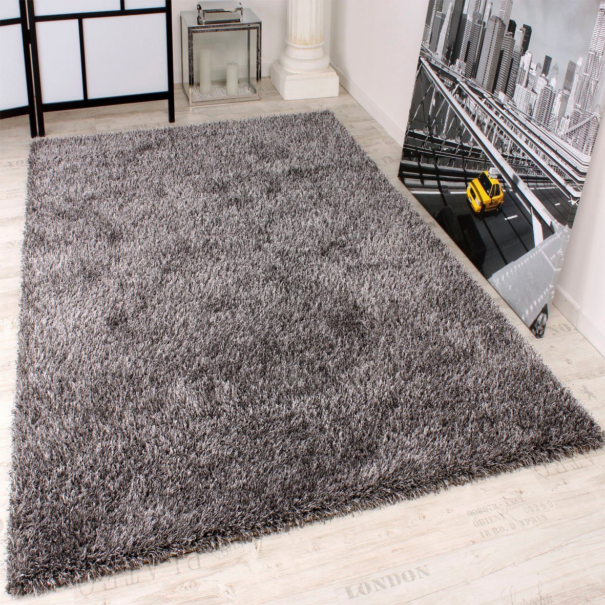 Paco Home Hoogpolig vloerkleed Maya 400 Unikleuren, met effectgaren, zacht & behaaglijk