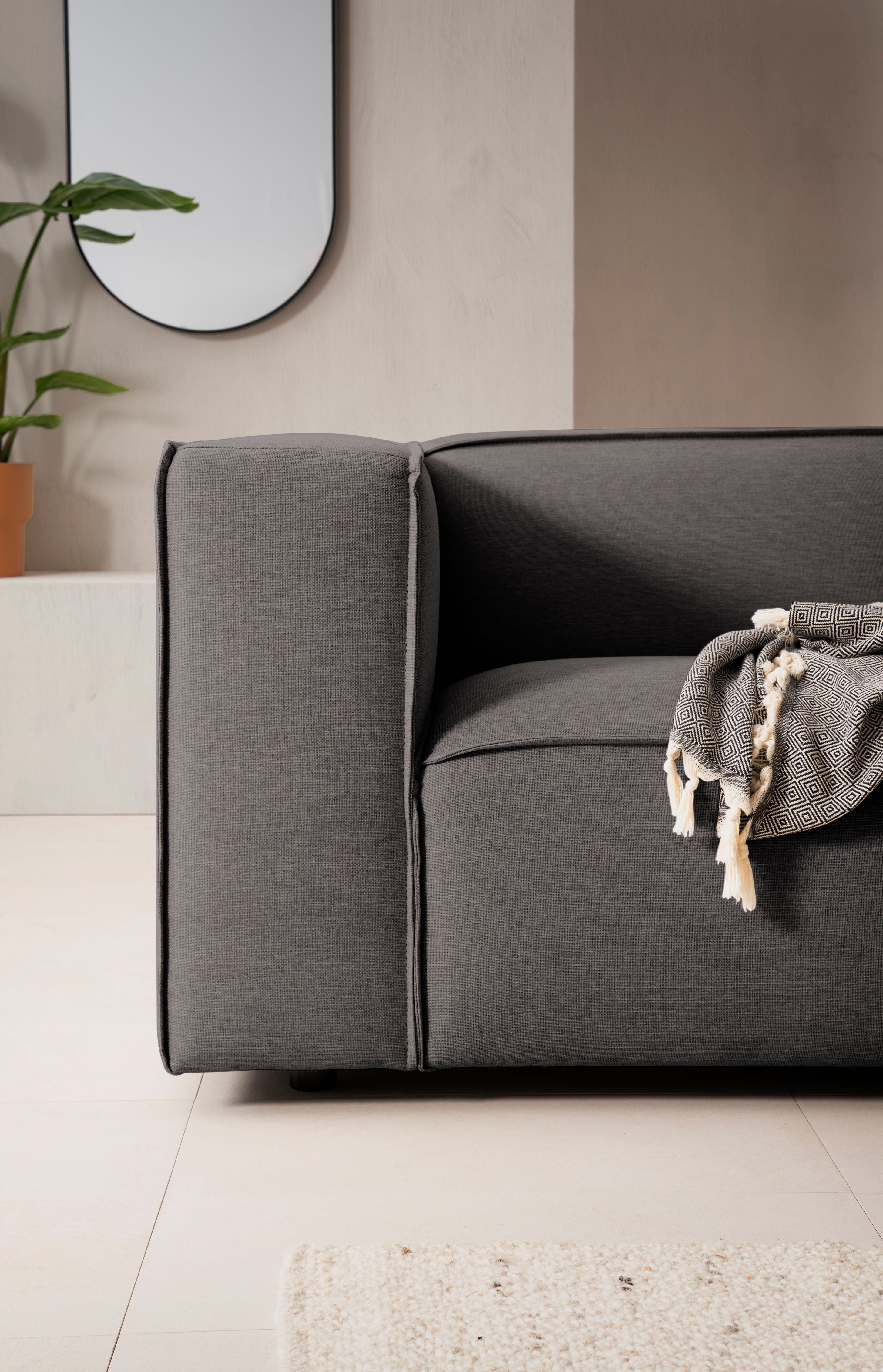 LeGer Home by Lena Gercke 3-zitsbank PIARA, bank met biesnaad, sofa in cord of linnenlook