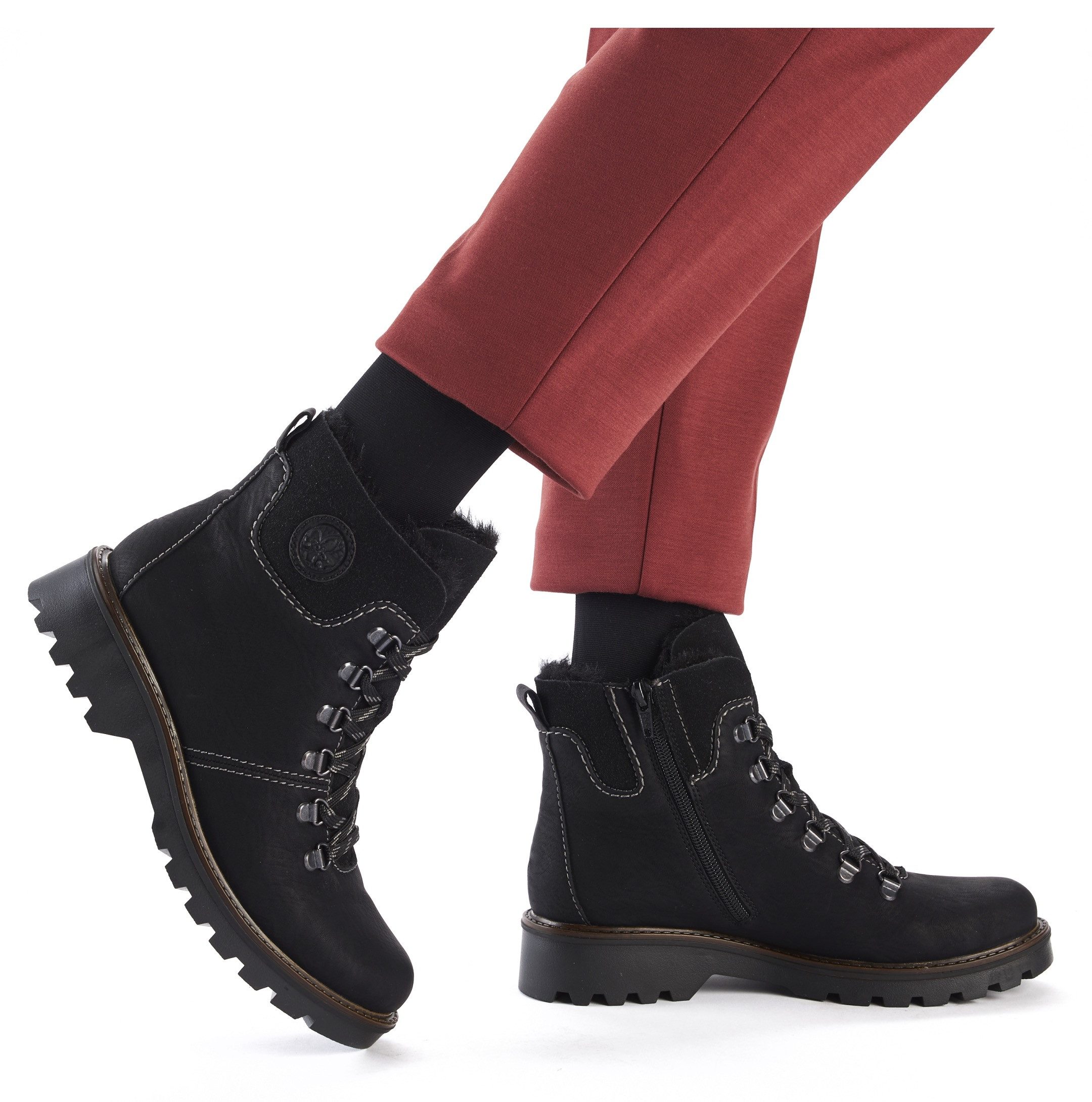 Rieker Winterlaarsjes , veterschoenen, outdoor enkellaars, bergbeklimmer-look, met warme voering