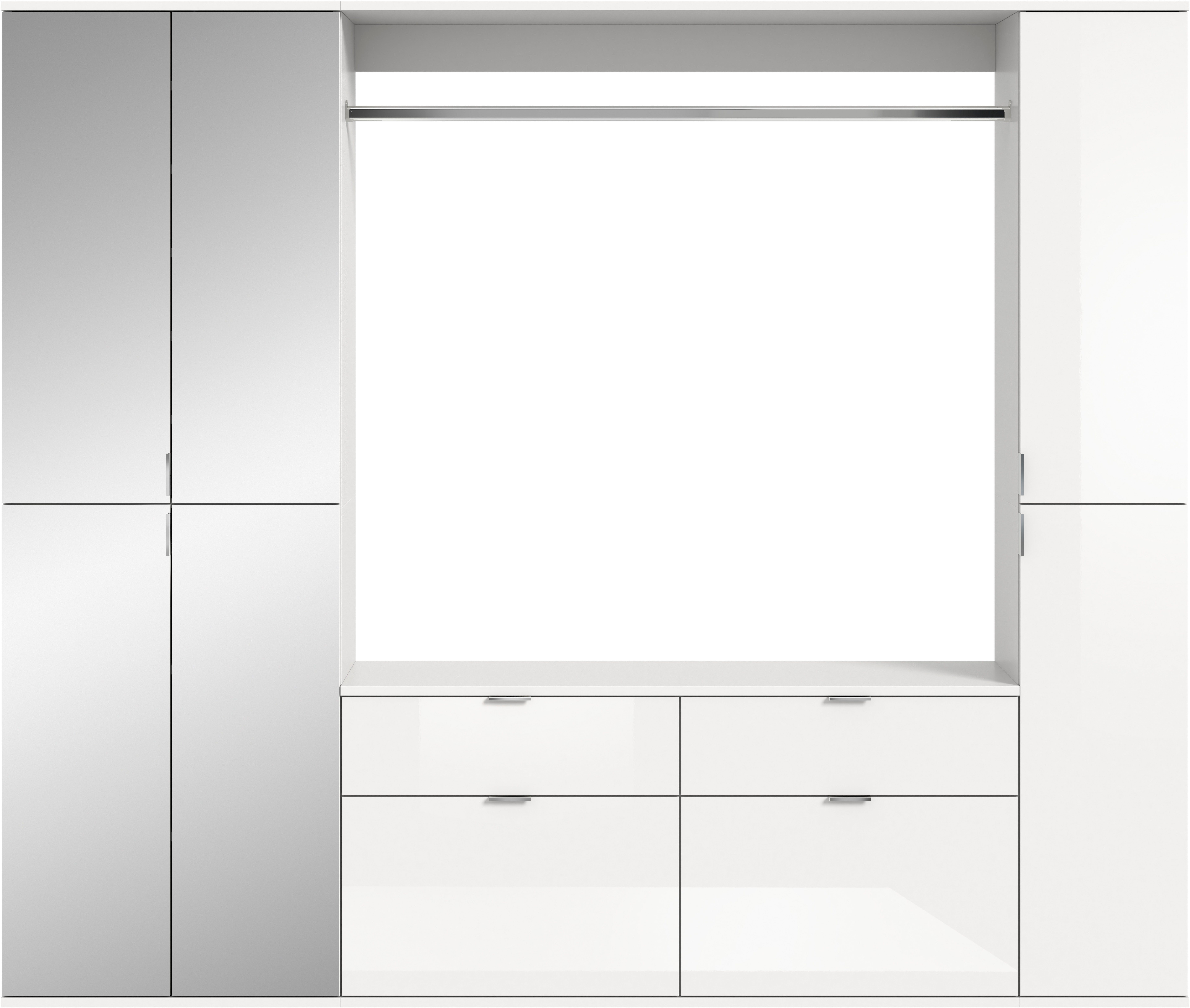 INOSIGN Halmeubelset Trondheim, Breedte 212 cm, 5-delig, bestaande uit: 2x garderobekast, 1 commode, 1 kledingstang, 1 legplank (set, 4-delig)