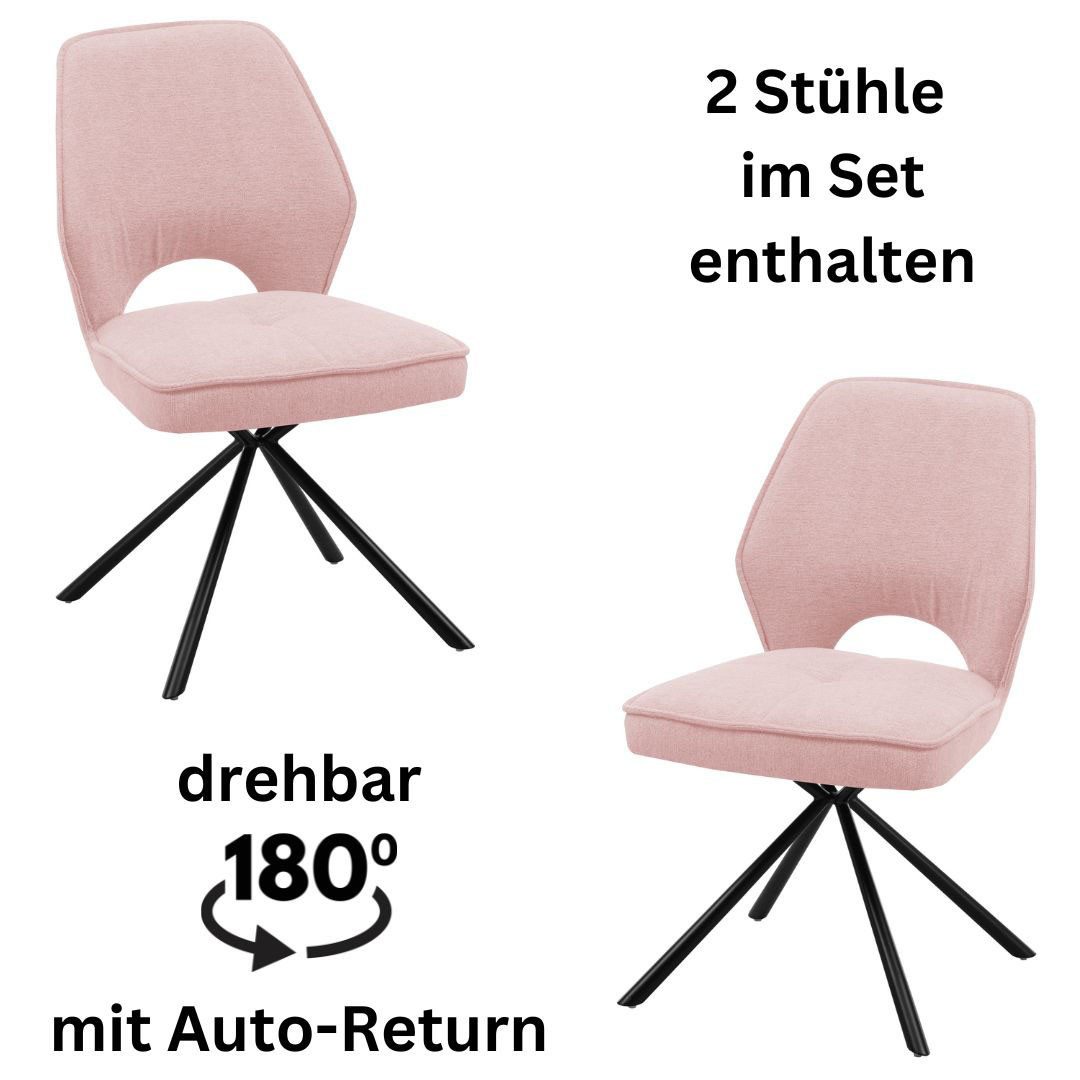OTTO Stolkom Stoel Nele 180 graden draaibaar met auto-return (set, 2 stuks) 4 poot stoelen roze