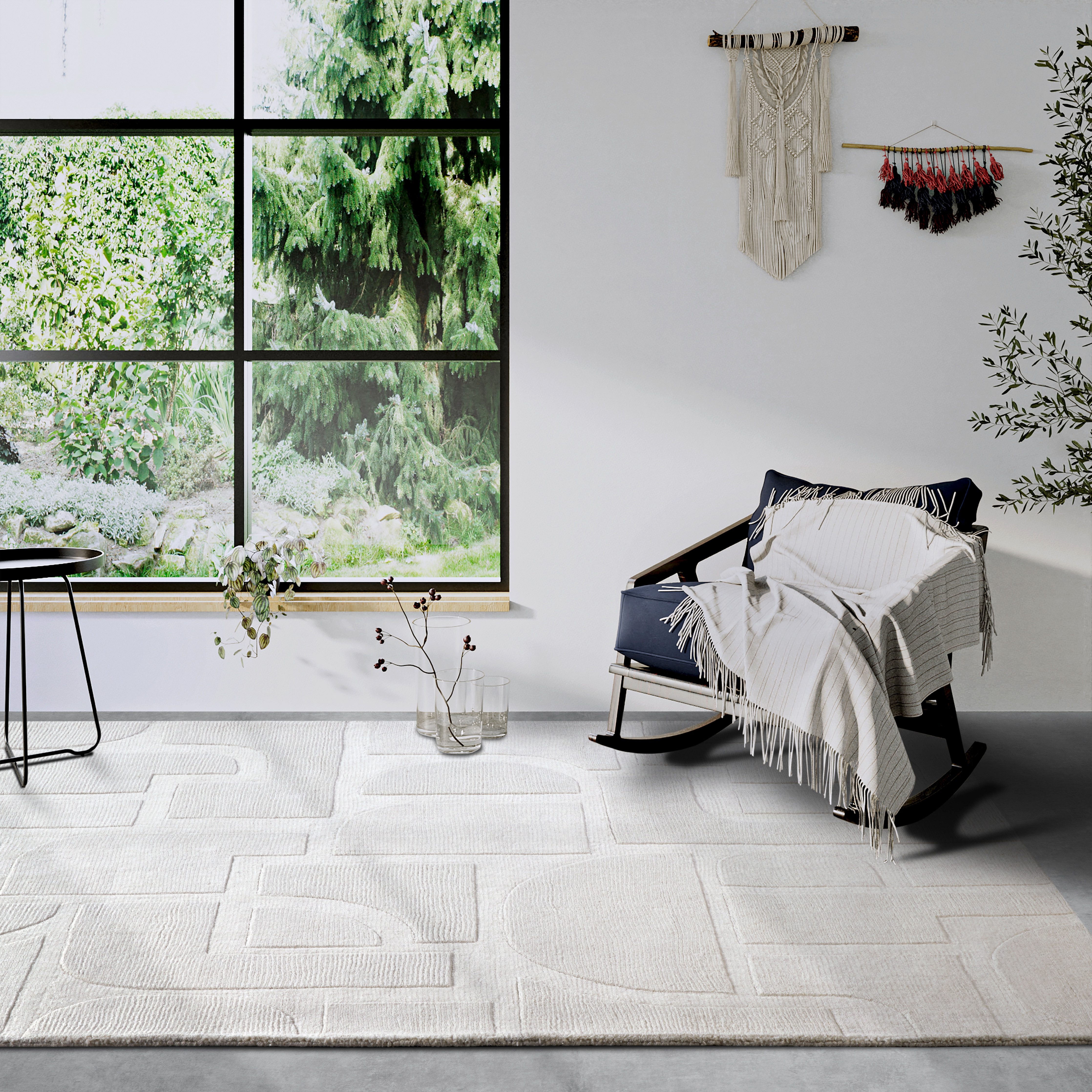Villeroy & Boch Wollen kleed Alexis Handgeweven, wol, natuur, woonkamer, geometrie, boho, design