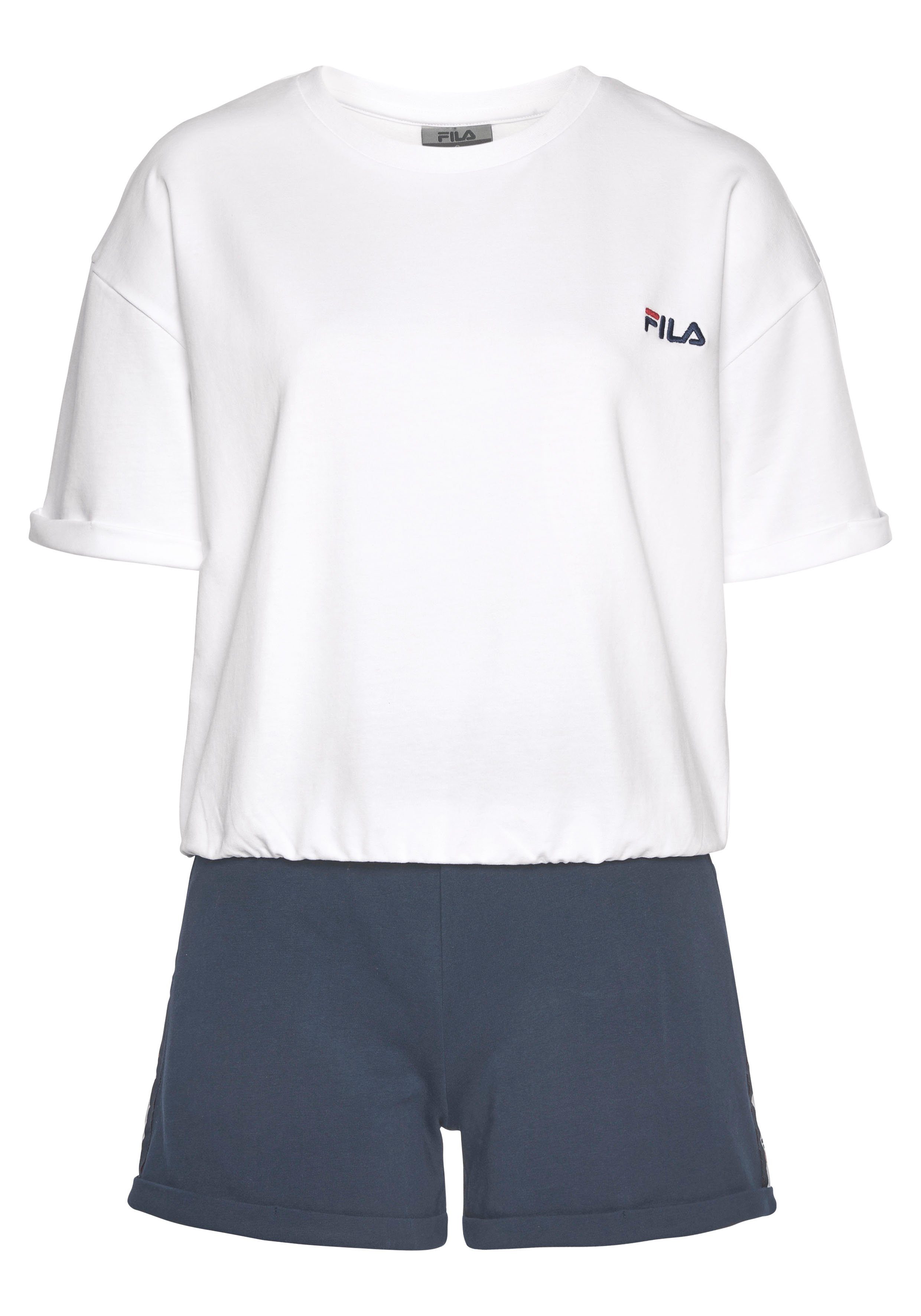 Fila Shortama met borstlogo en contrasterende logoband aan de zijkant van de broek (set, 2-delig)