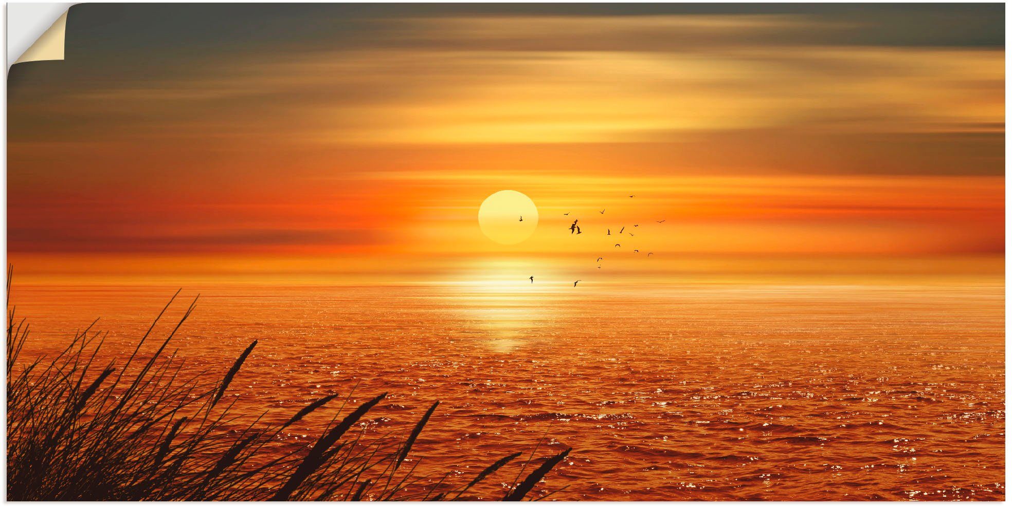 Artland Artprint Zonsondergang boven de zee als artprint op linnen, poster, muursticker in verschillende maten