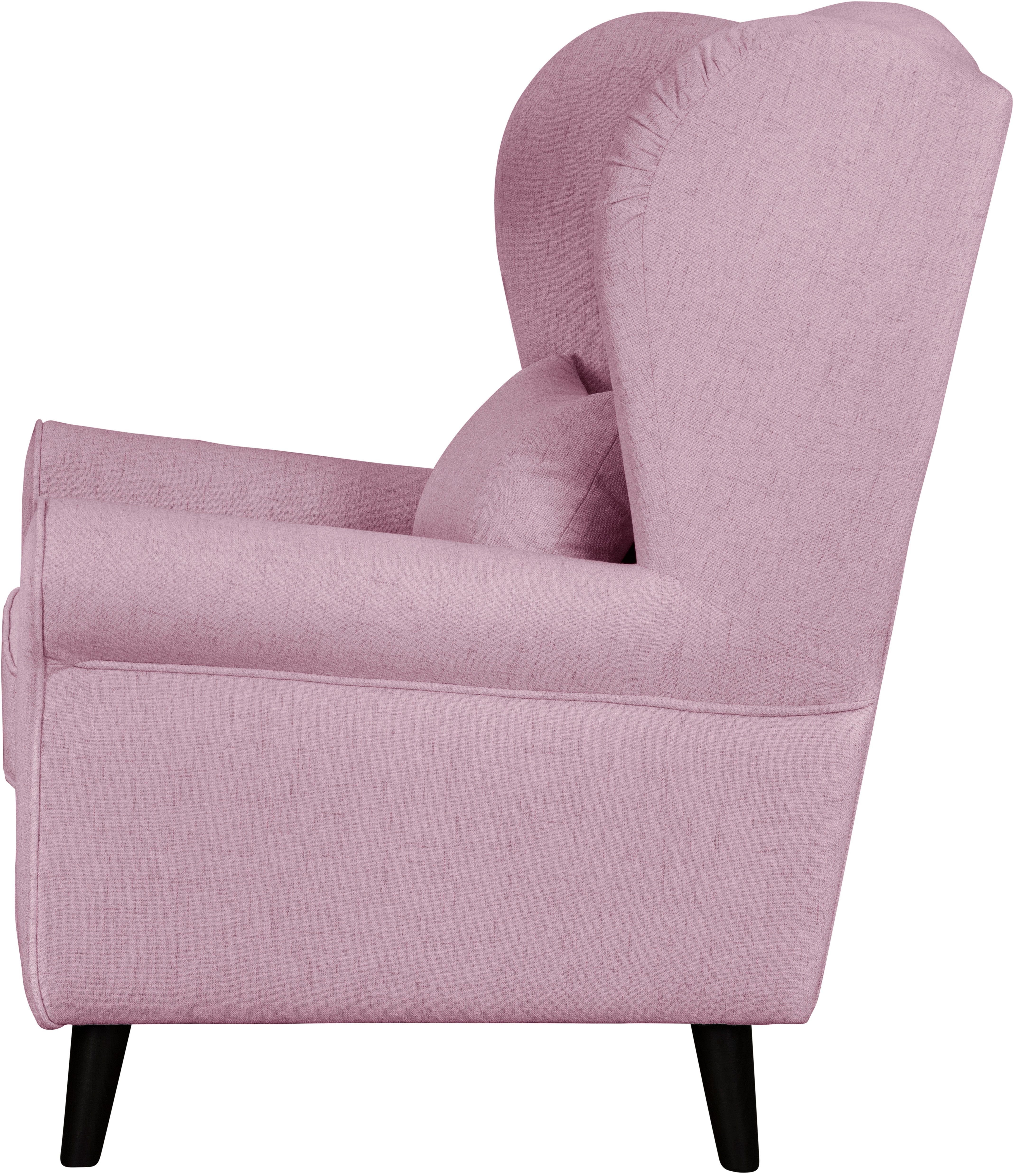 Home affaire Fauteuil Ohrensessel CHISTELLE, optioneel met poef met golfondersteuning, afmetingen: b/d/h: 81/87/99 cm