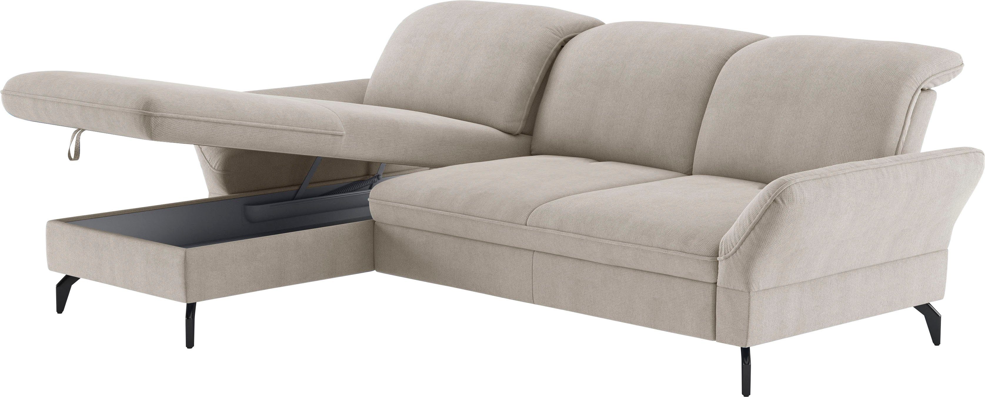 sit&more Hoekbank Leandro L-vorm Naar keuze met bed, hoofdbord en armleuningfunctie, en bedkist
