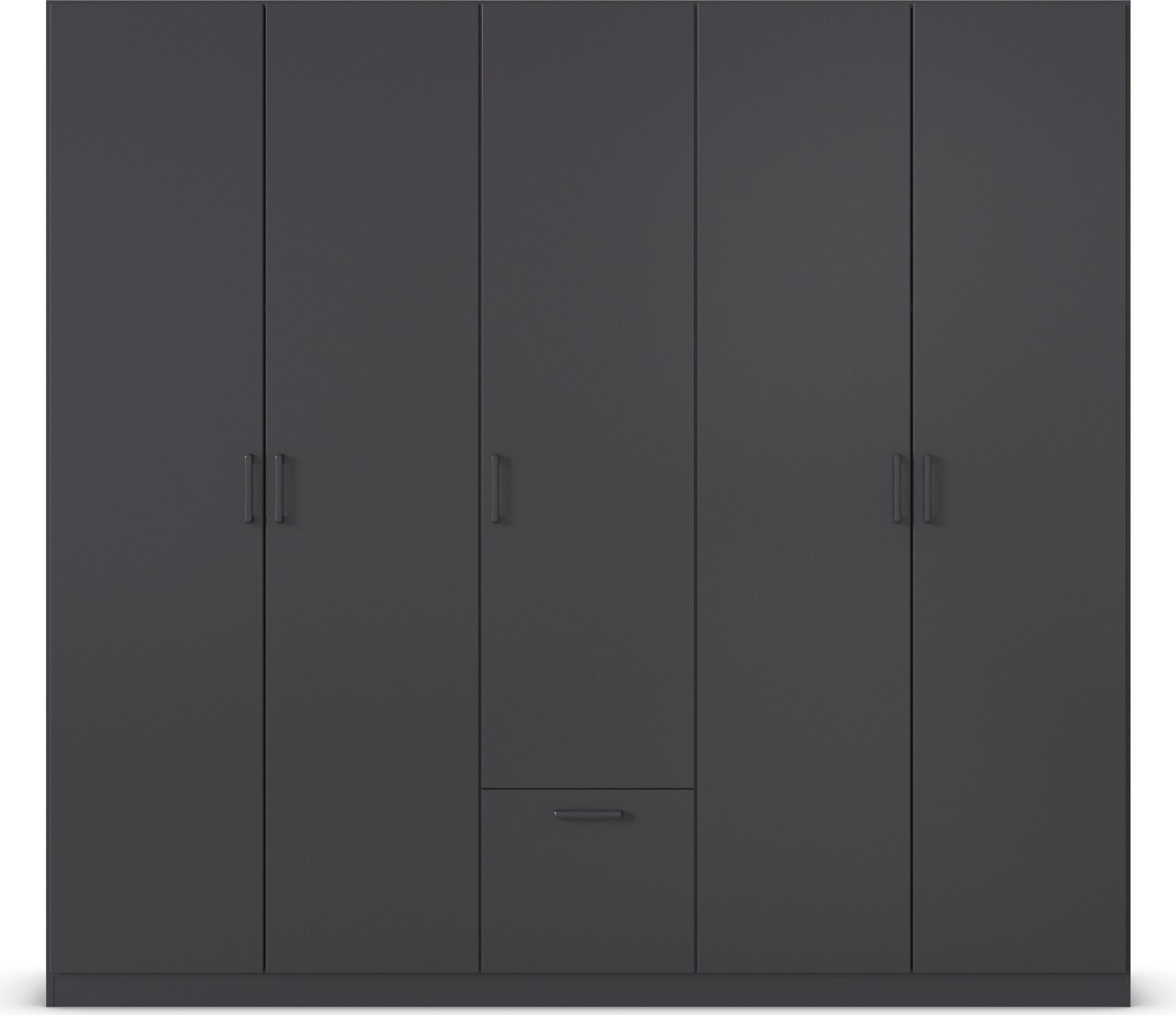 rauch Draaideurkast Kledingkast kast garderobe waskast BARI met lades in het midden, moderne greep in grijs metallic made in germany