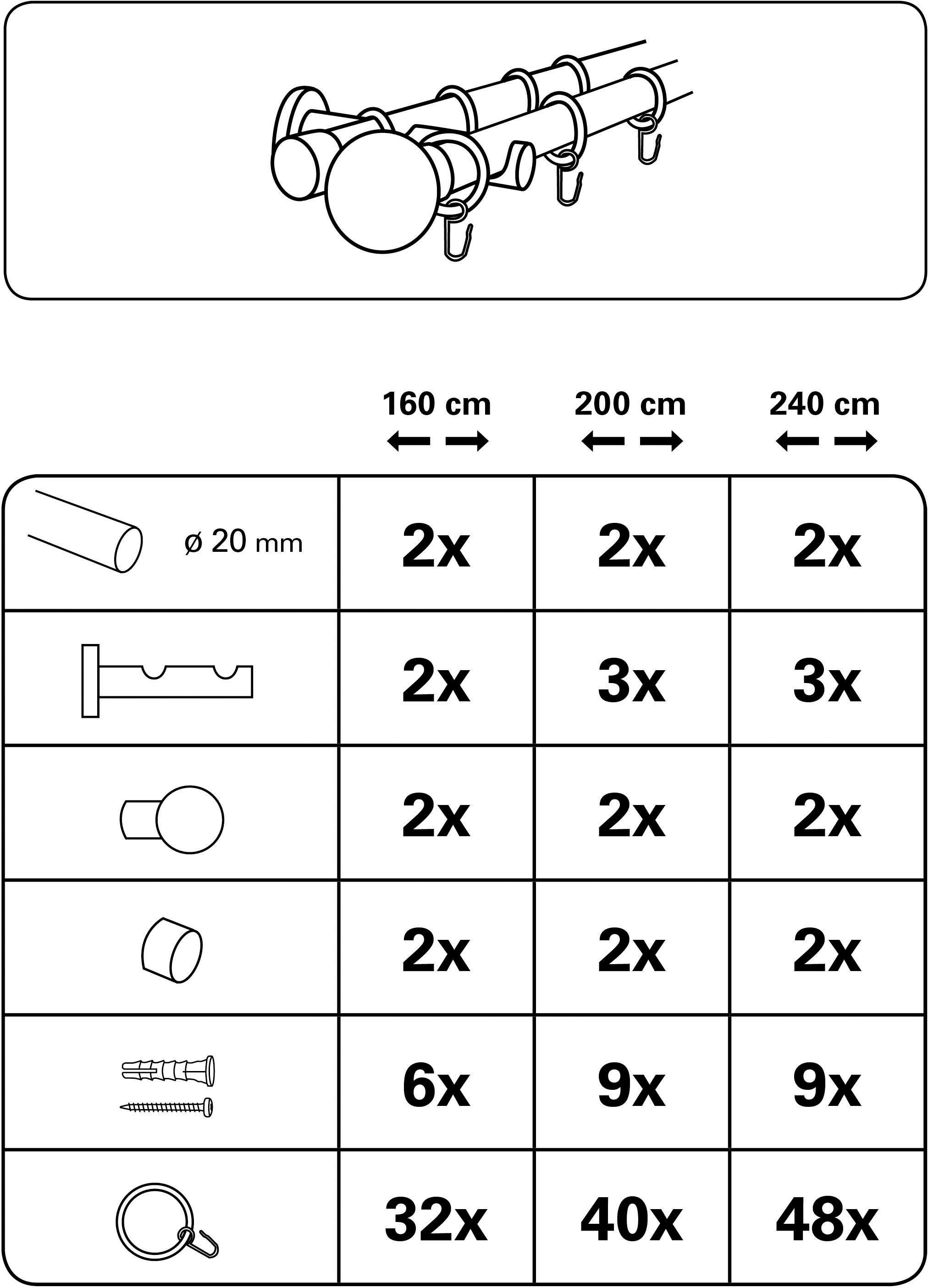 GARDINIA Gordijnroede Set metaal (1 stuk)