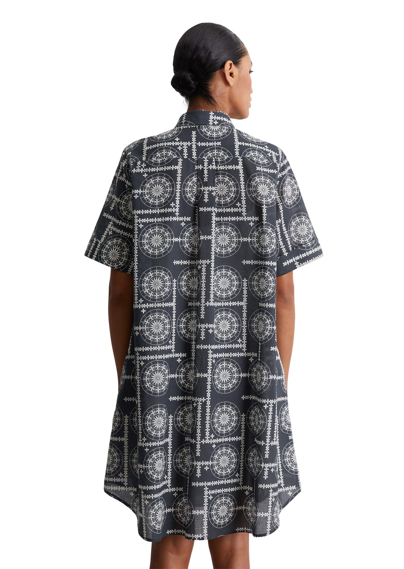 Marc O'Polo Jurk met overhemdkraag met allover print, met onderjurk