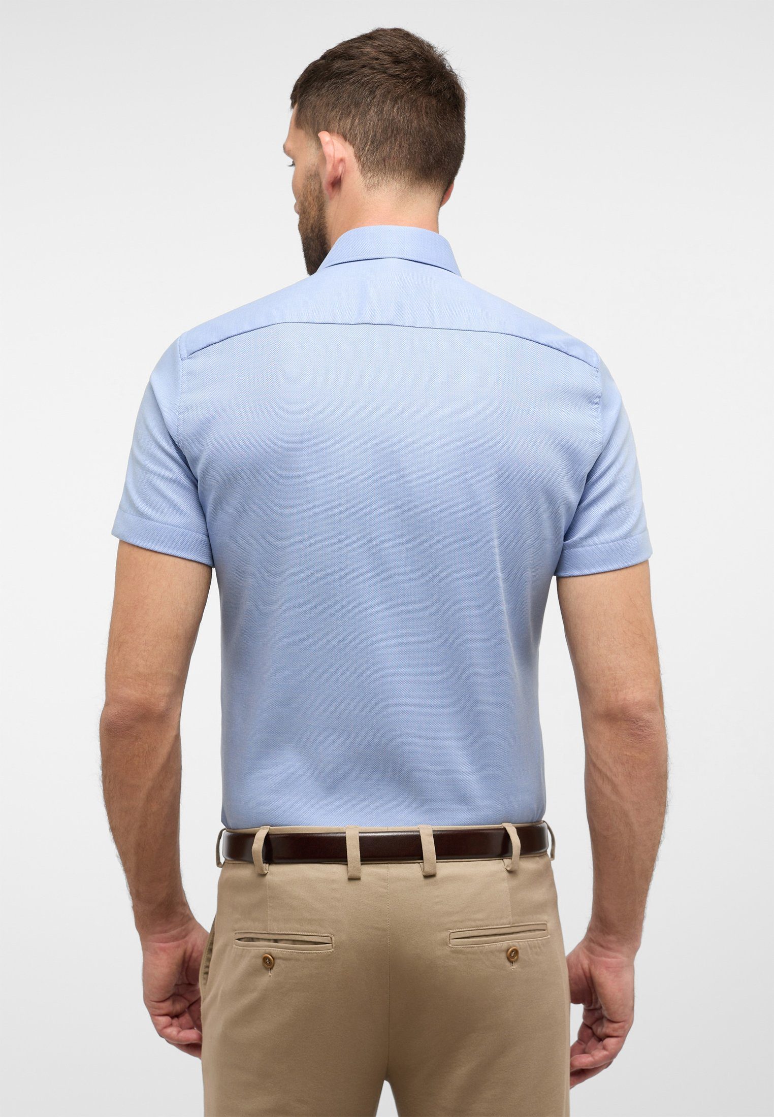 Eterna Overhemd met korte mouwen Slim fit NON IRON (strijkvrij)