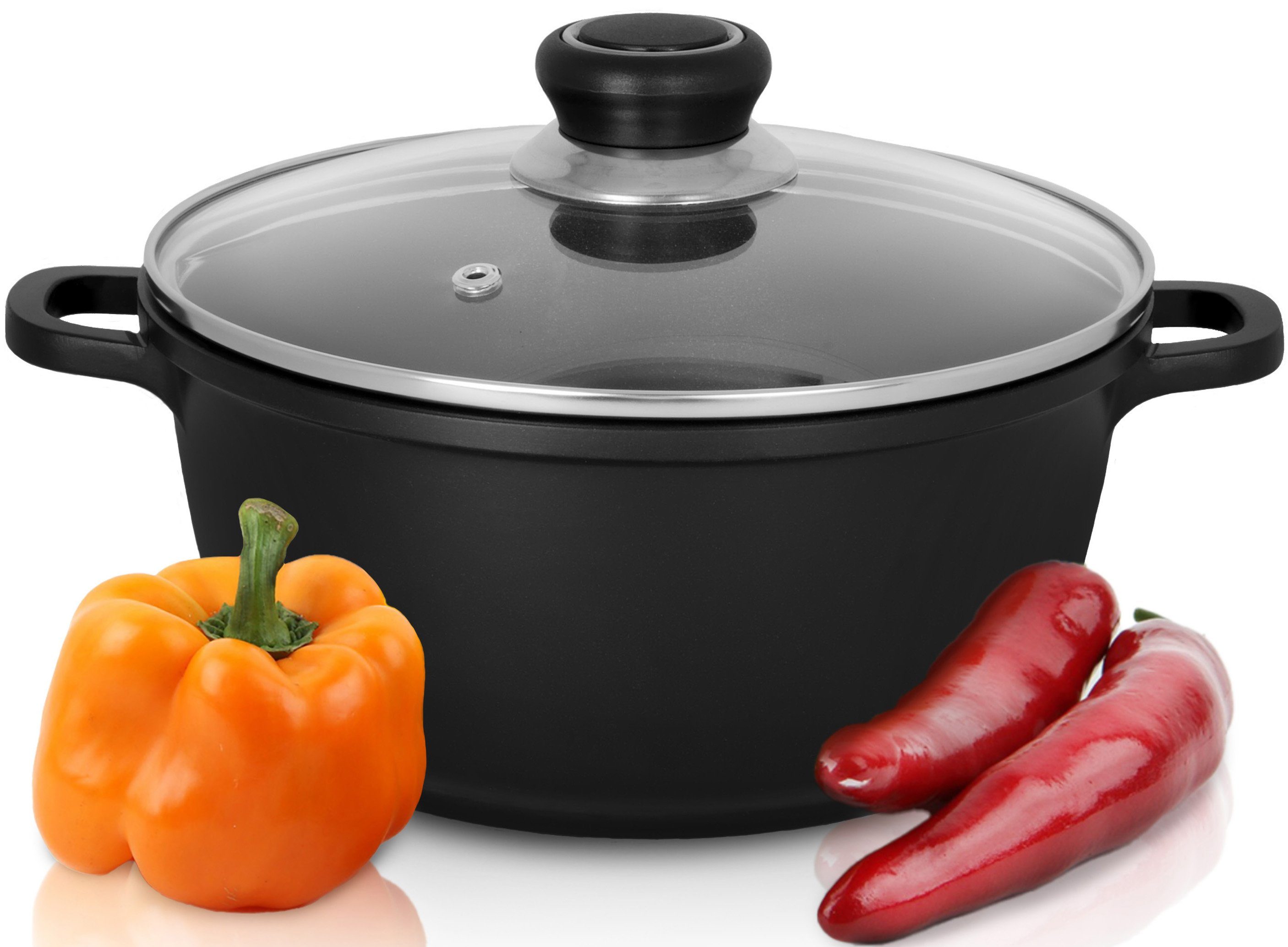 Krüger Braadpan Gietaluminium braadpan met glazen deksel delta