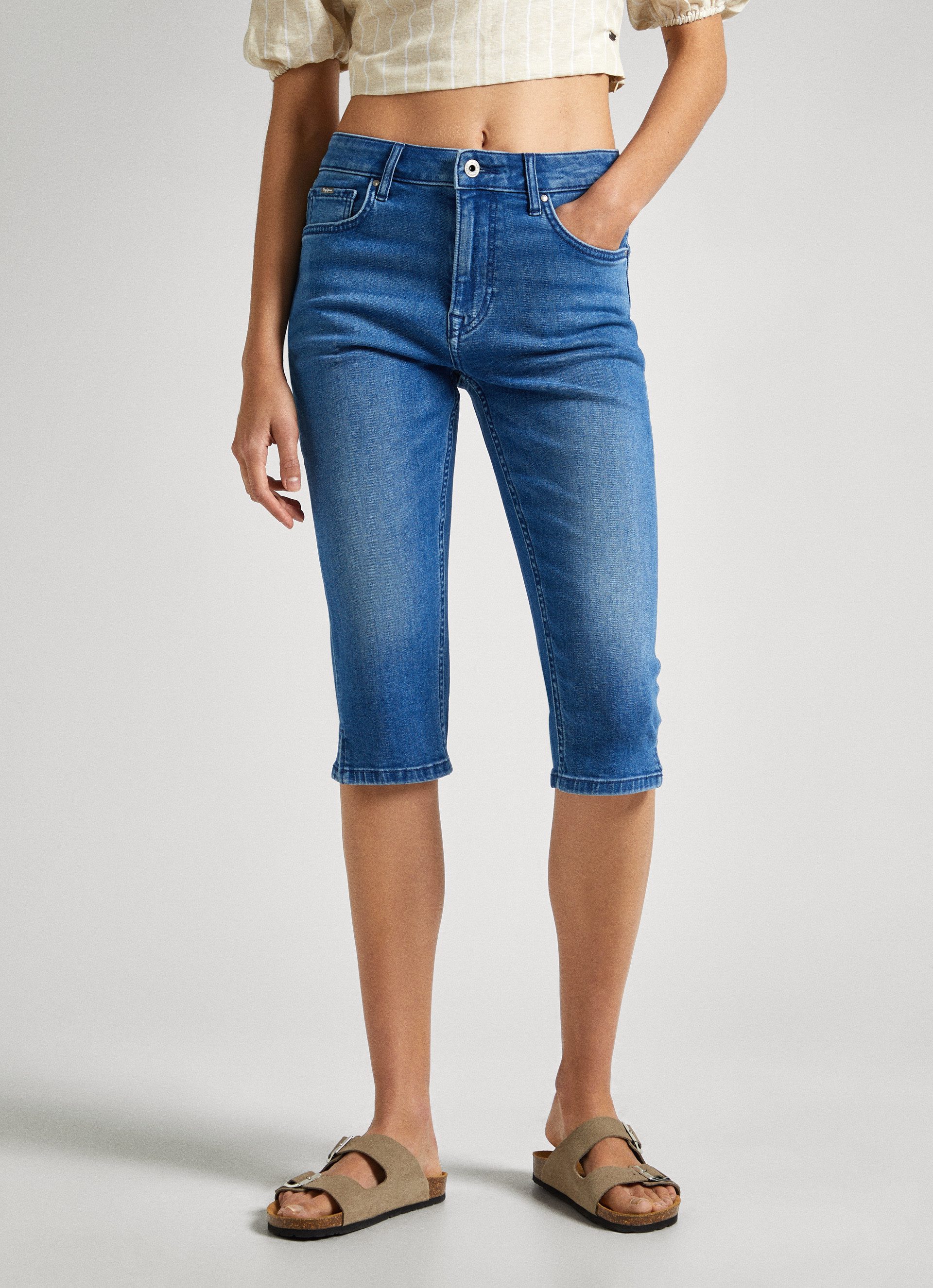 Pepe Jeans Capri jeans SKINNY CROP met kleine spleten